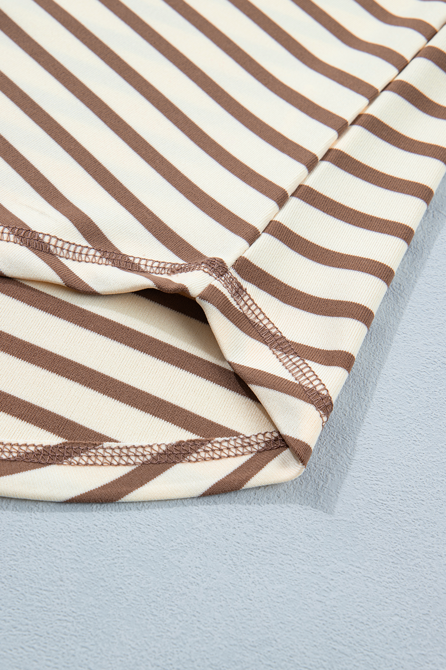 Khaki Stripe Half Buttons Round Neck T Shirt view 17