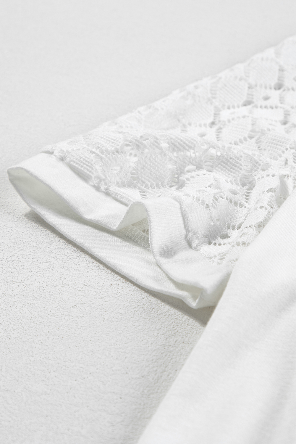 White Seamed Detail Contrast Lace Raglan Sleeve Tee view 14