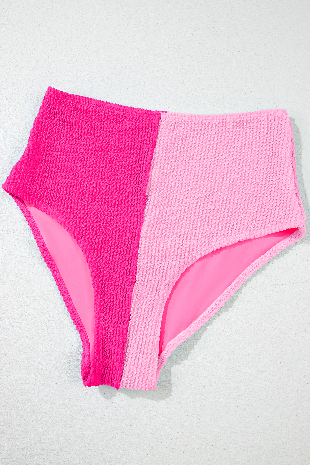 Pink Corded Colorblock Square Neck Bikini Swimsuit view 10