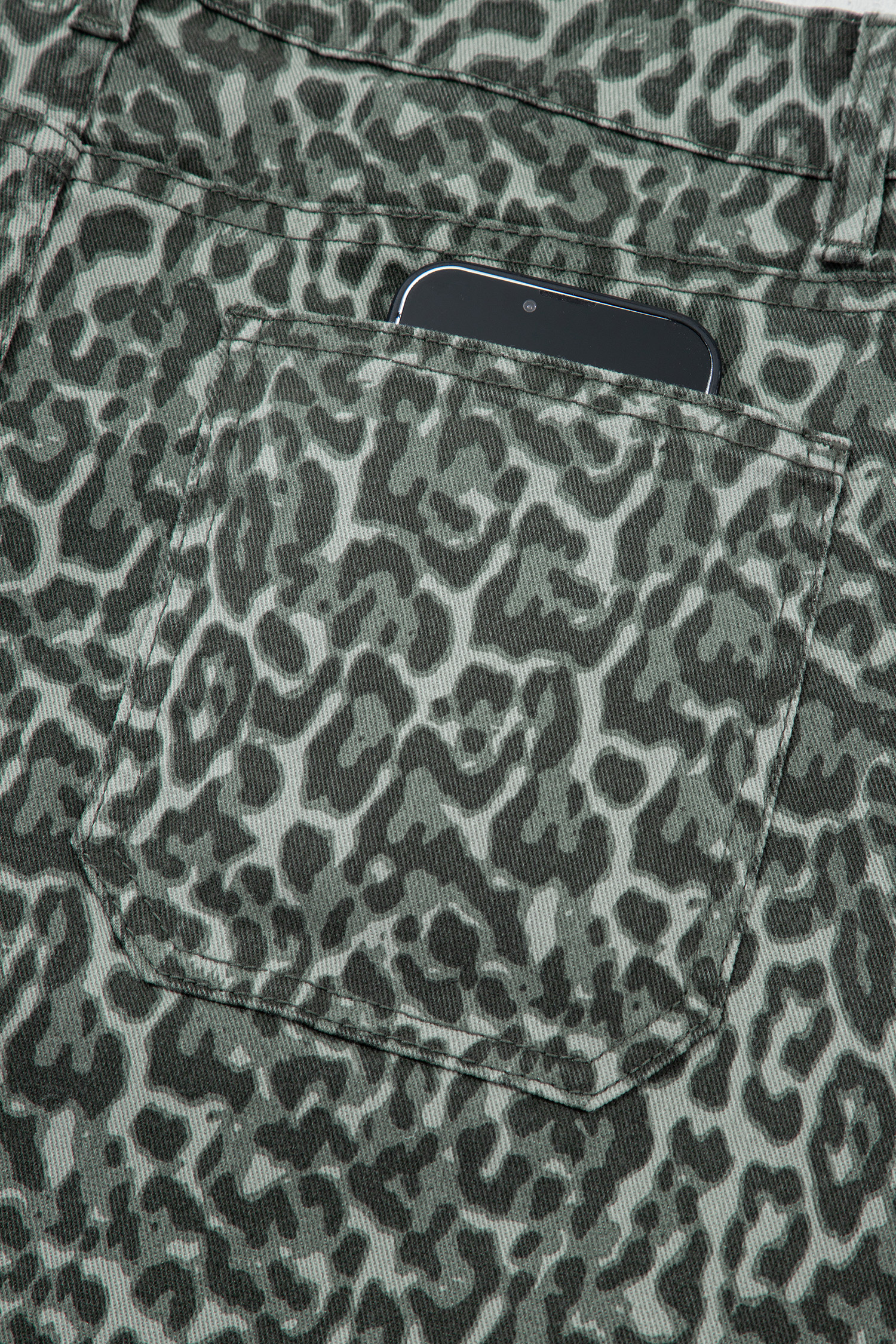 Gray Leopard Frayed Edge Wide Leg High Waist Jeans view 13