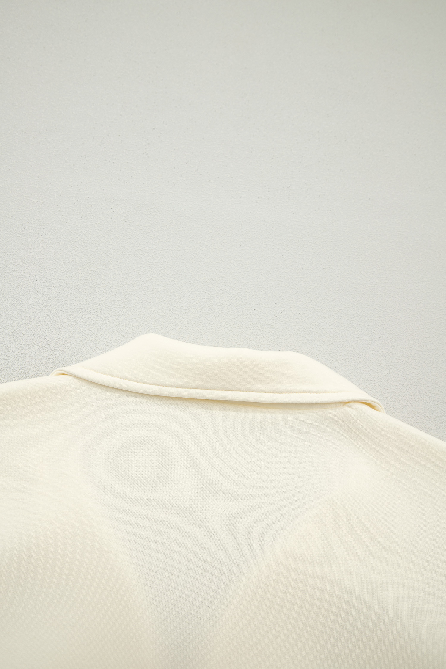 Beige Zipped up Collared Ruffled Short Sleeve Blouse view 8