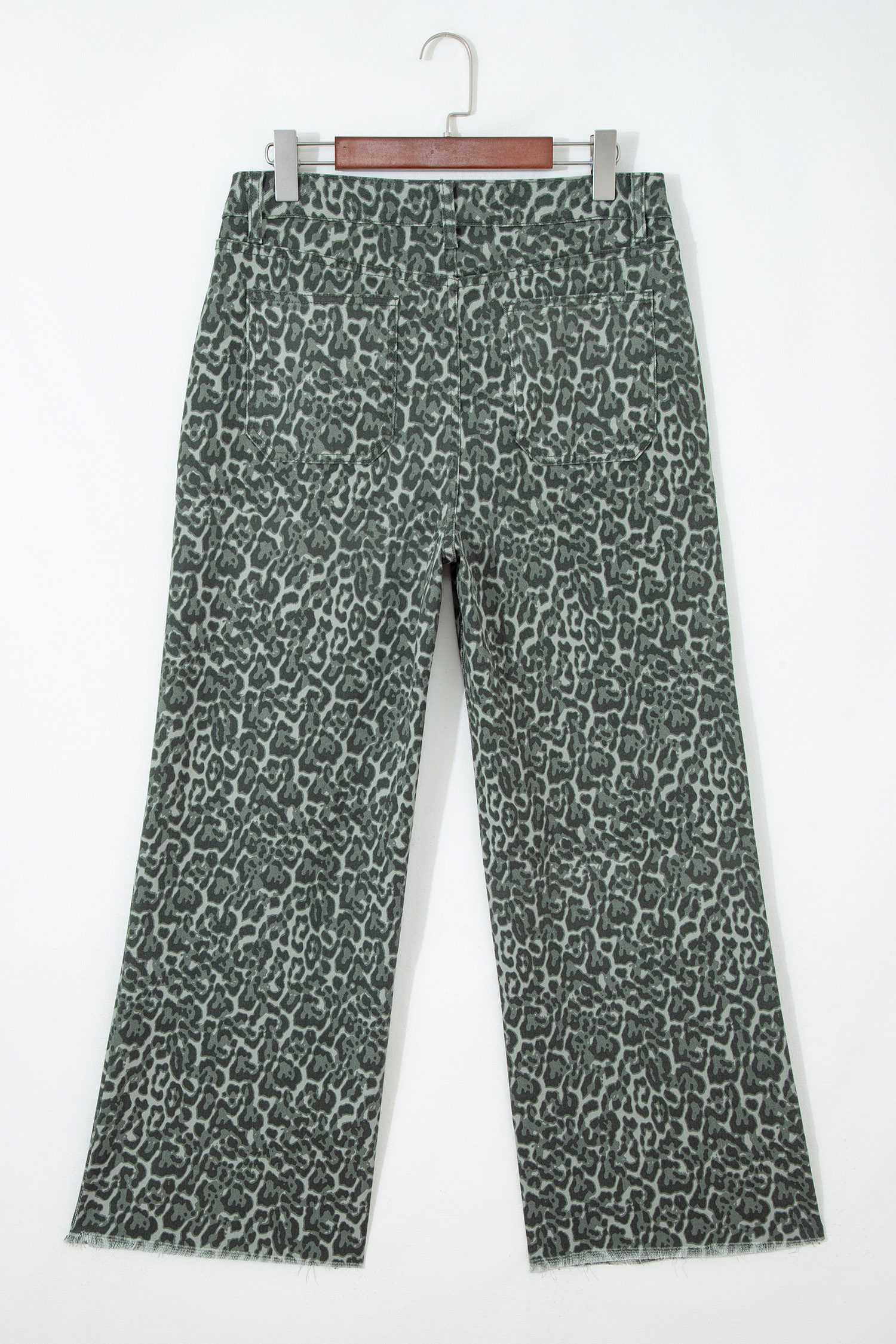 Gray Leopard Frayed Edge Wide Leg High Waist Jeans view 9
