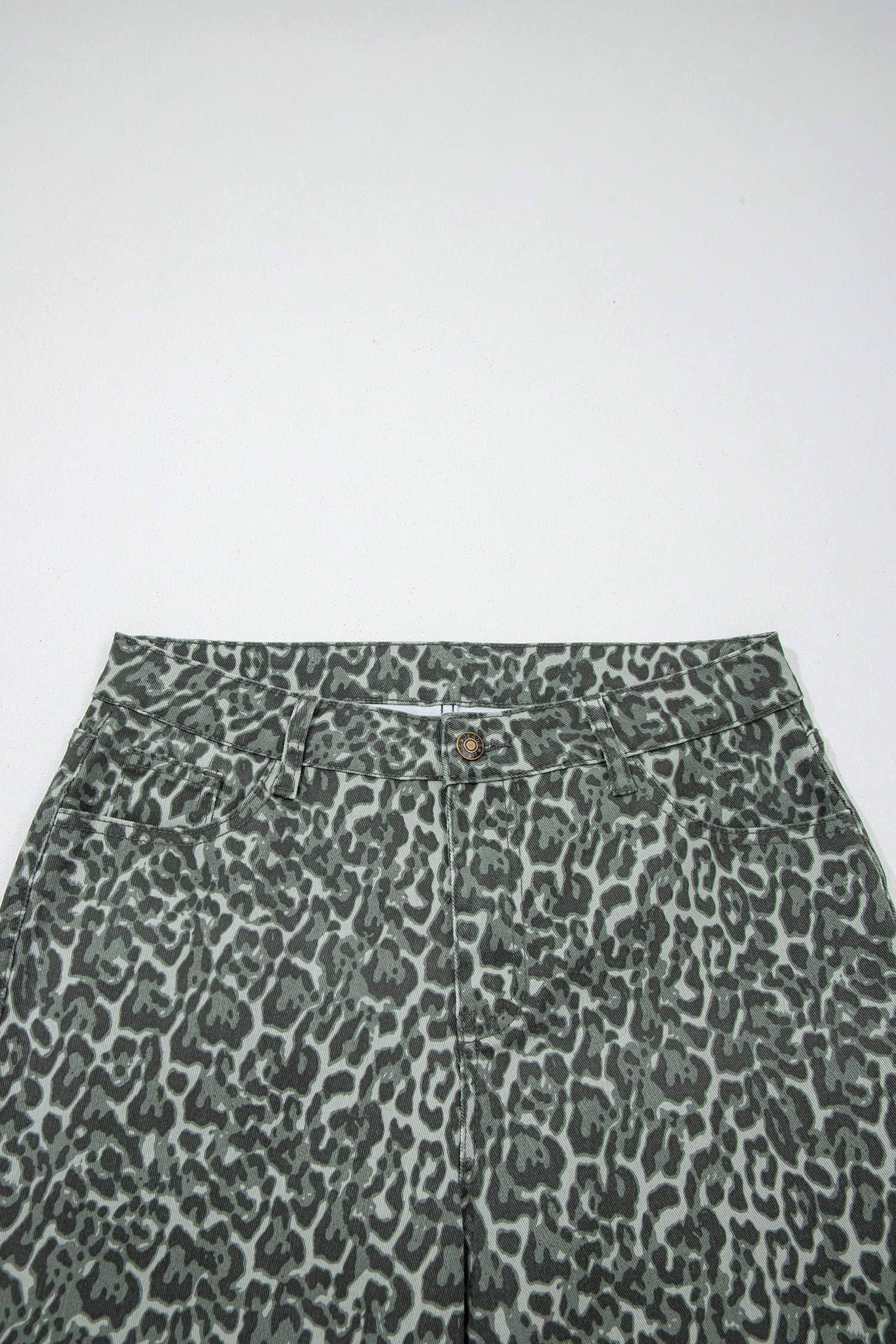 Gray Leopard Frayed Edge Wide Leg High Waist Jeans view 21
