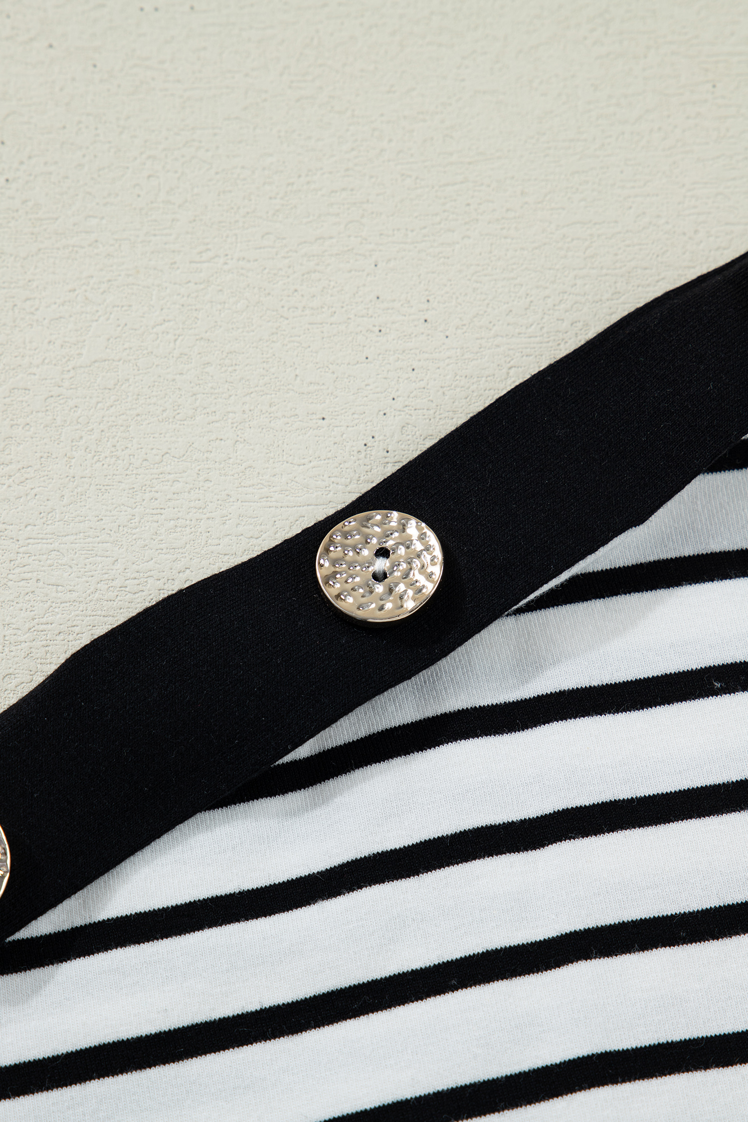 Black Stripe Cuffed Sleeve Button Detail Loose Tee view 20