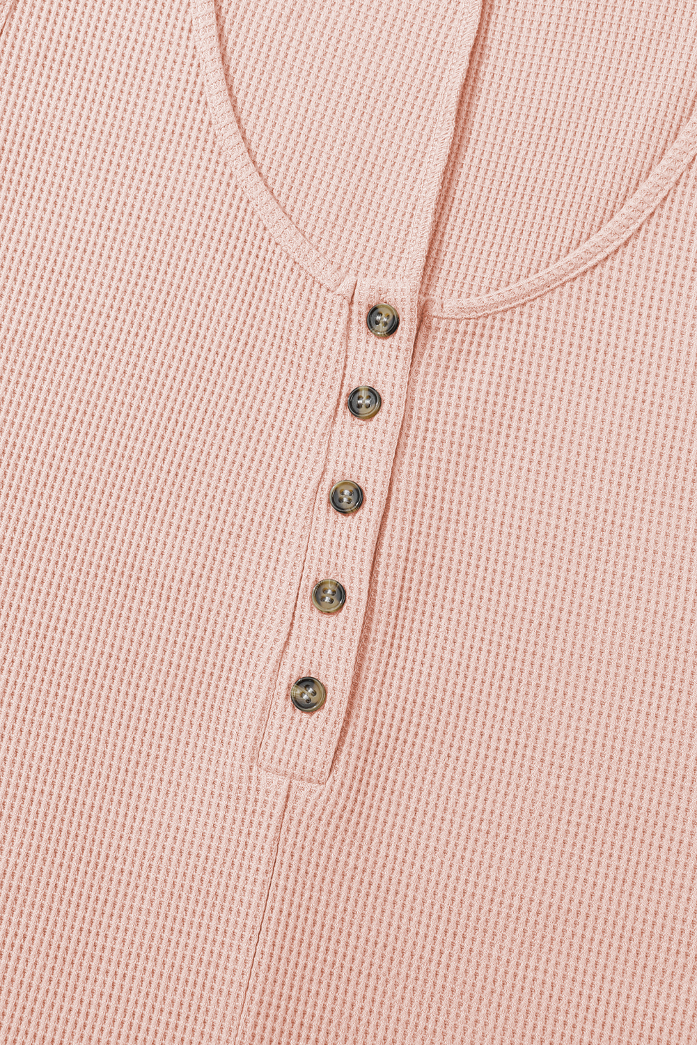 Light Pink Waffle Sleeveless U Neck Buttons Romper With Pockets view 14