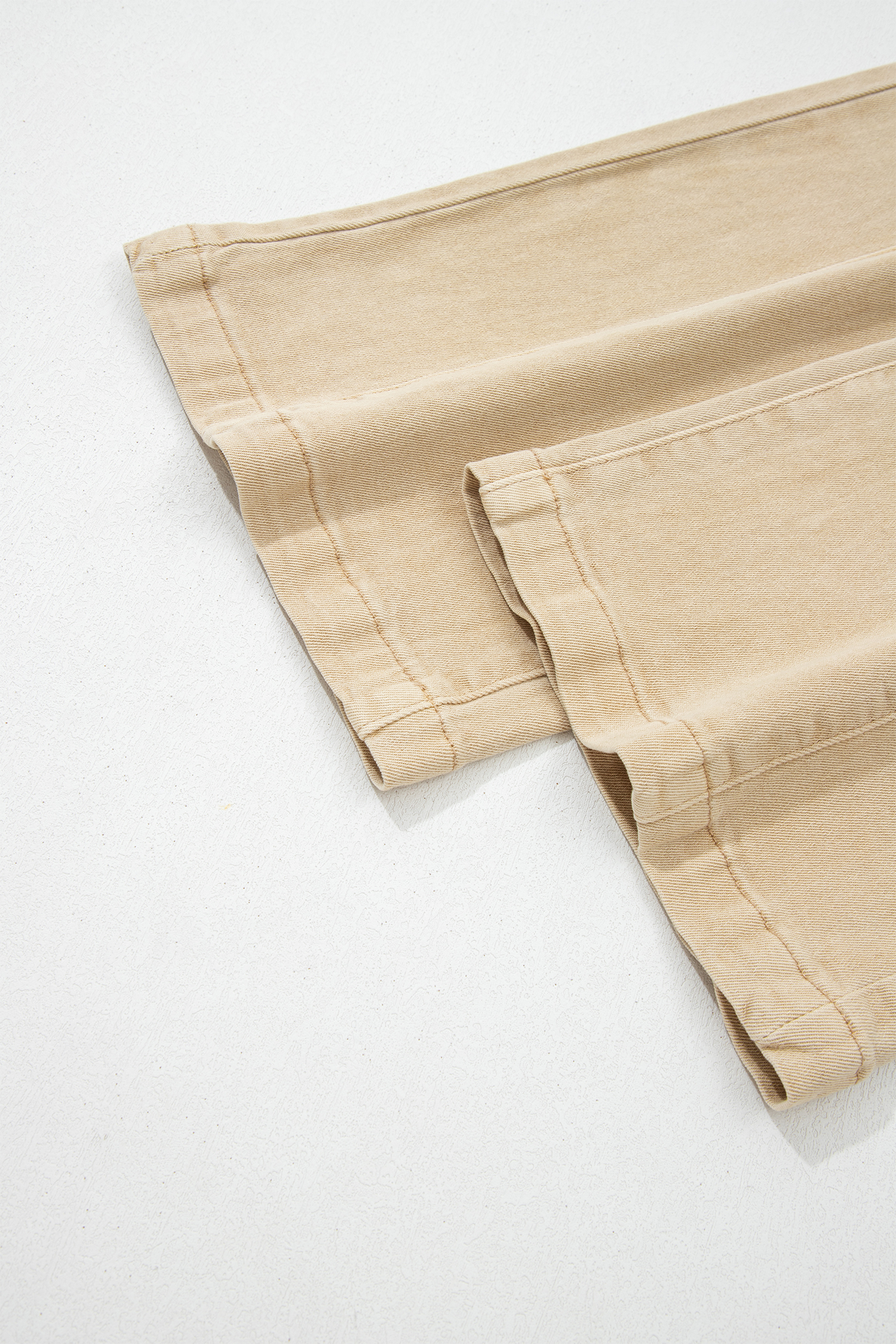 Apricot Solid Color Seamed Center Wide Leg Cropped Jeans view 14