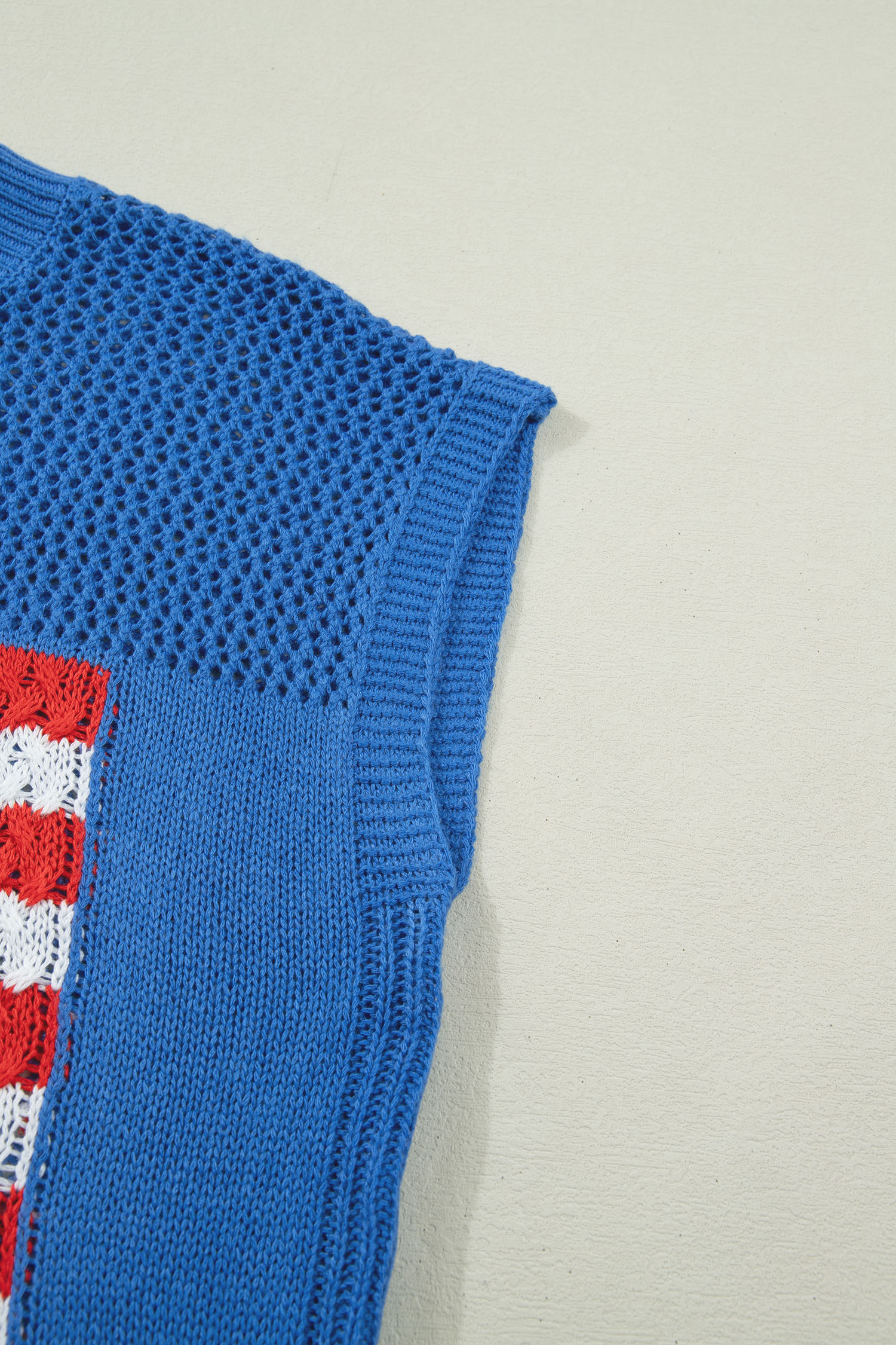 Sky Blue Flag Graphic Short Sleeve Sweater Top