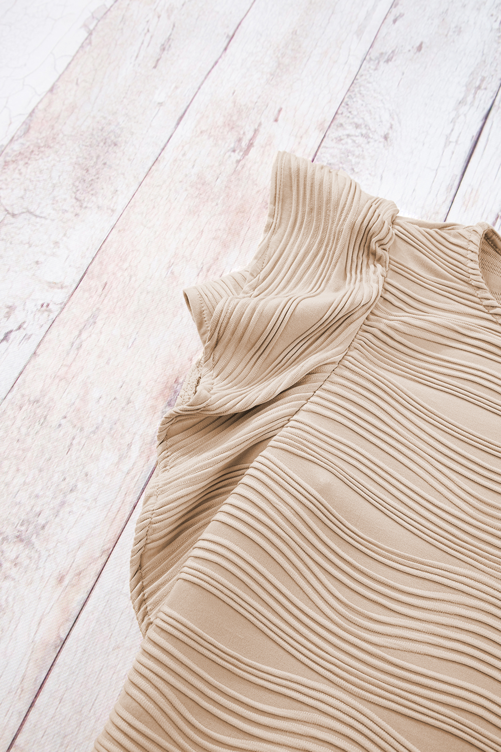 Casual Wavy Textured Ruffle Sleeve Top view 13