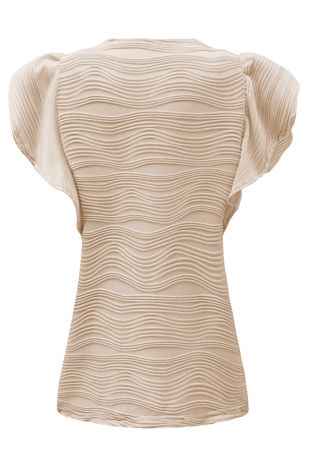 Casual Wavy Textured Ruffle Sleeve Top view 16