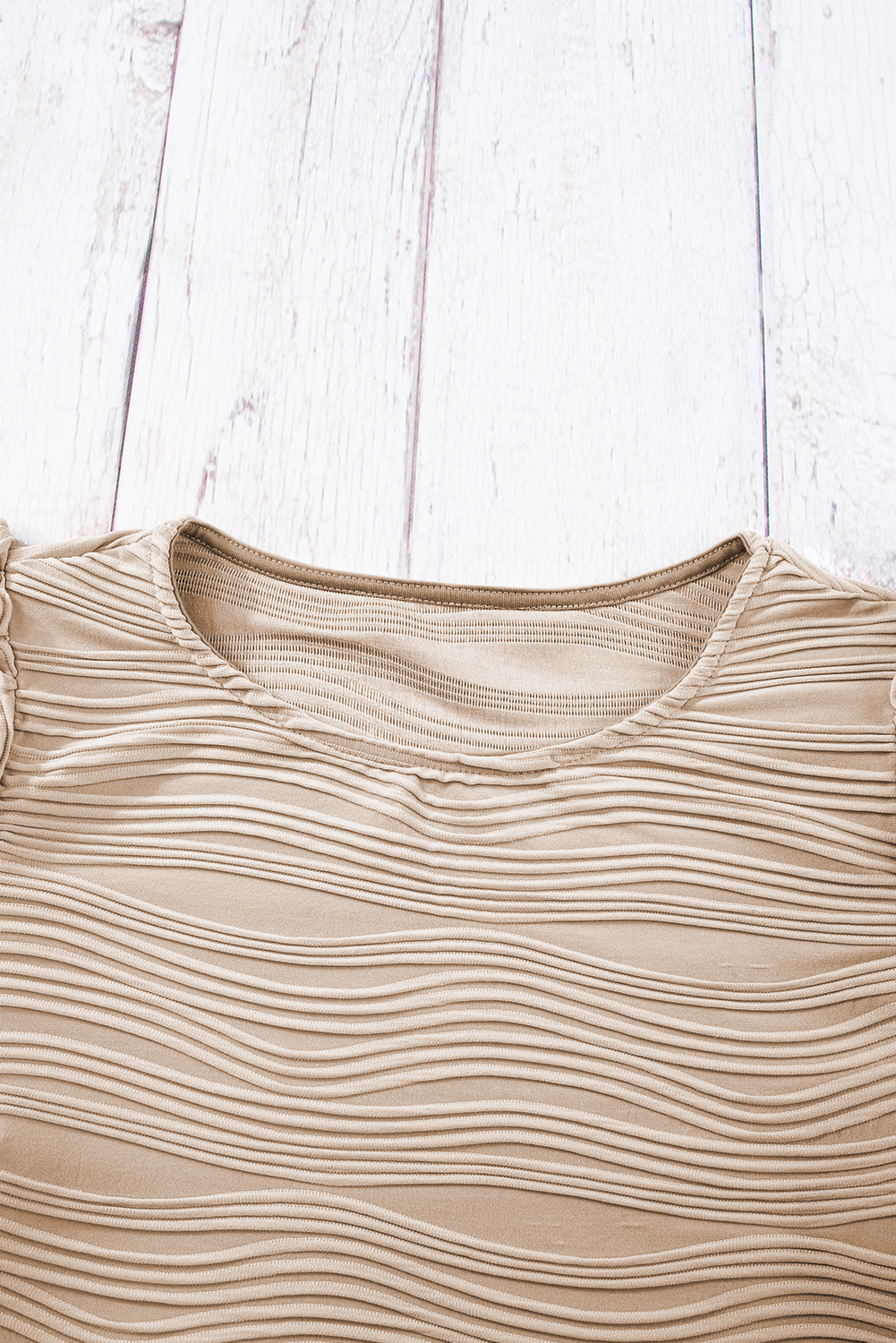 Casual Wavy Textured Ruffle Sleeve Top view 12