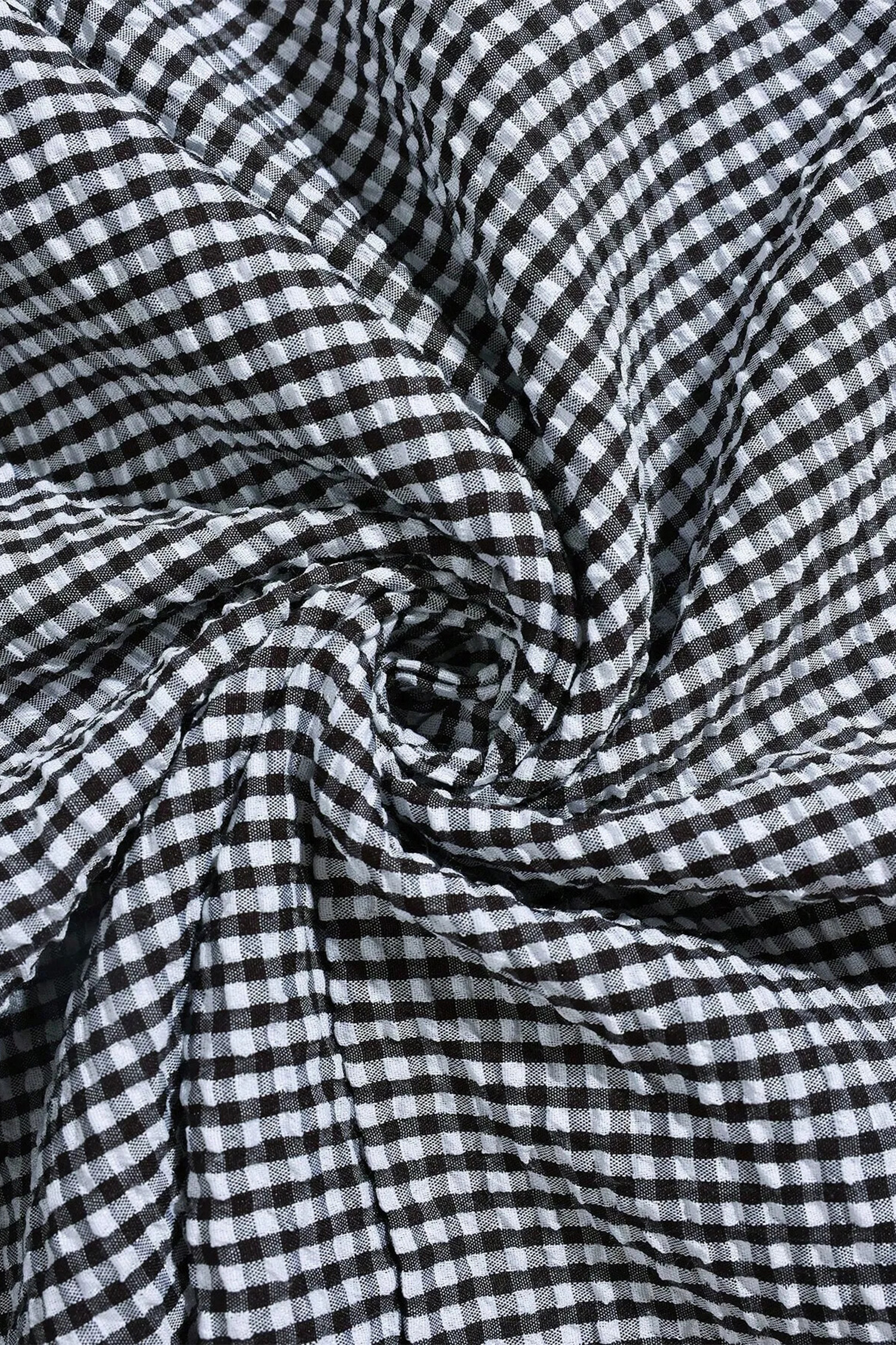 Black Plaid Bow Ruffled Half Sleeve Round Neck Blouse view 14