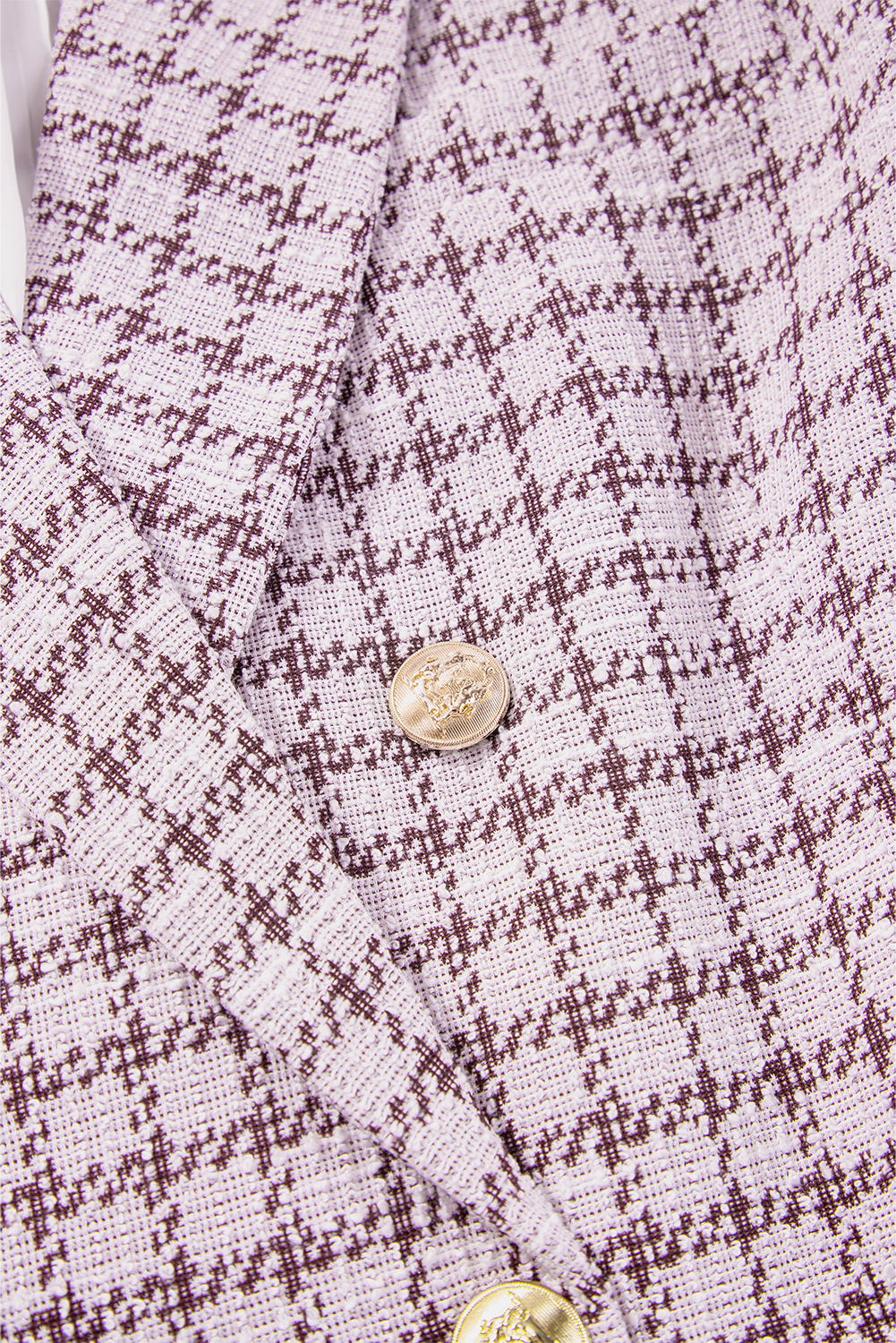 Burgundy Elegant Tweed Plaid Blazer view 11