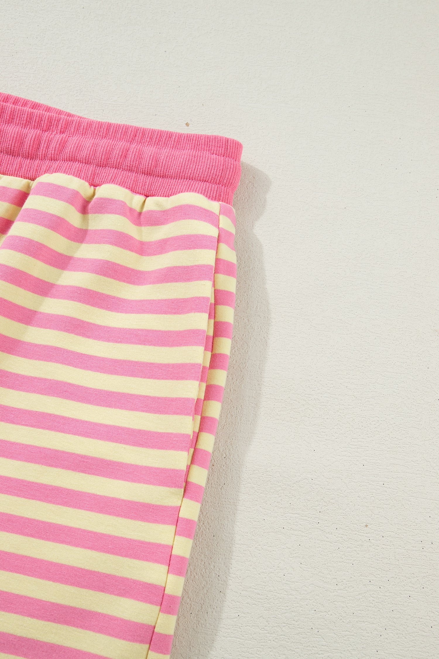Rose Stripe Boxy Tee Drawstring Elastic Waist Plus Size Short Set