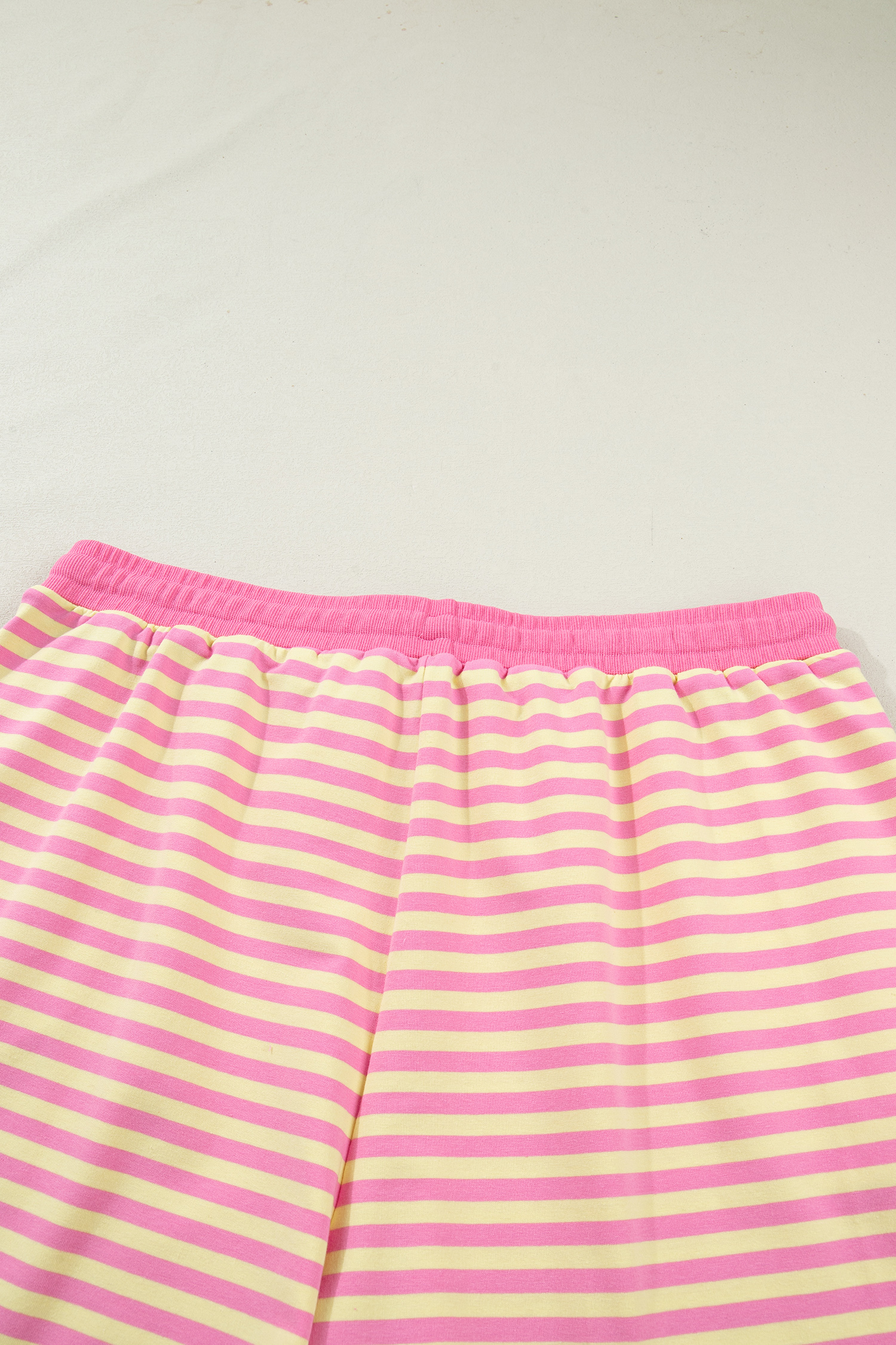 Rose Stripe Boxy Tee Drawstring Elastic Waist Plus Size Short Set