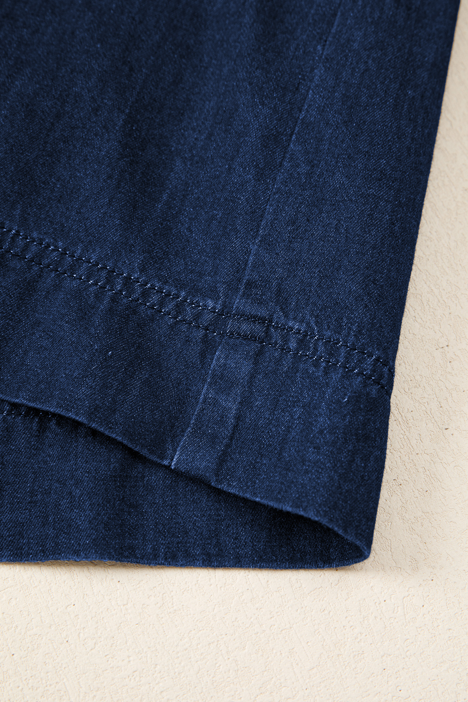 Sail Blue Full Buttons Collared Short Bubble Sleeve Long Denim Dress view 16