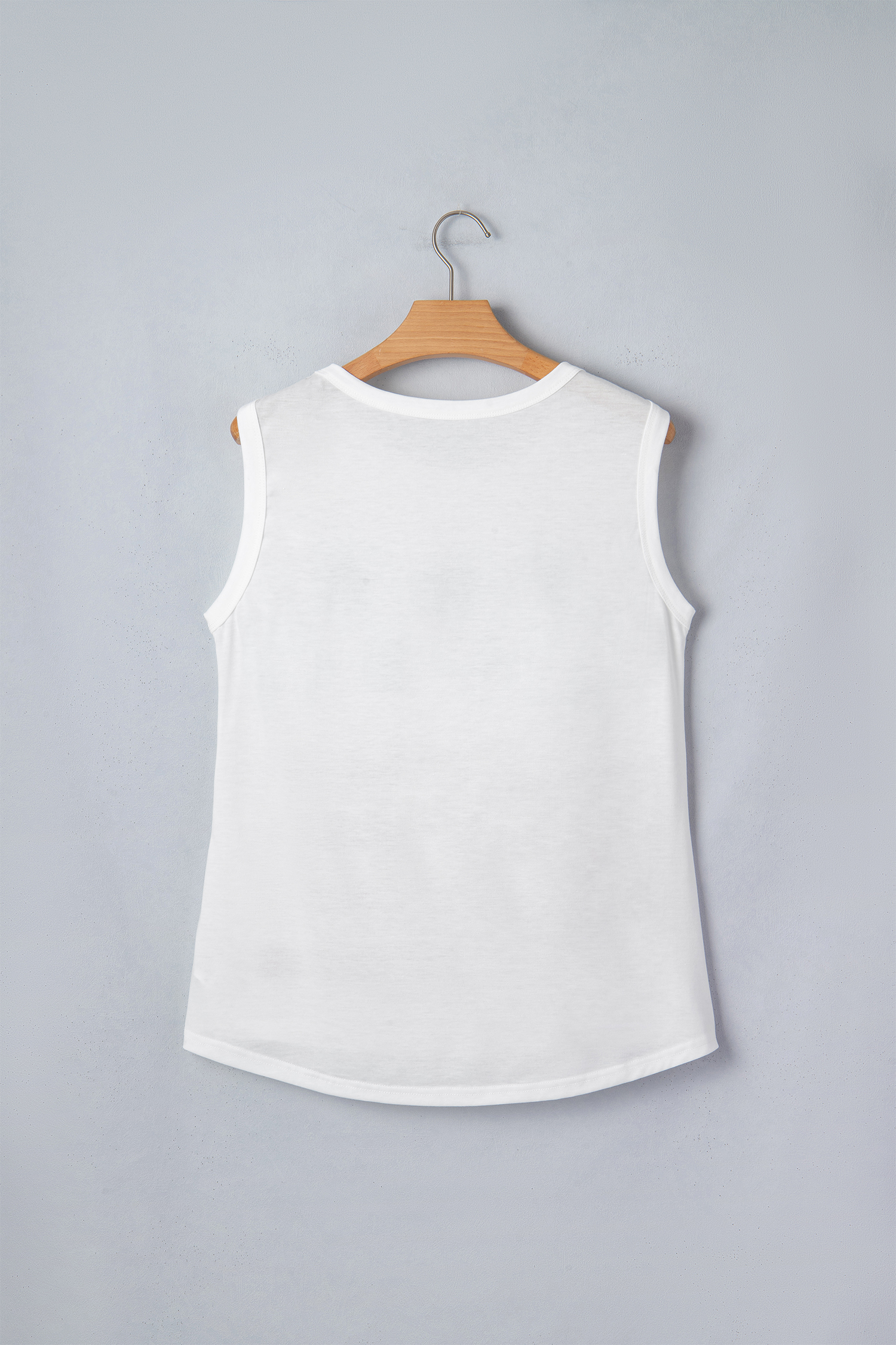 White Vintage Stars and Stripes Printed Casual Tank Top