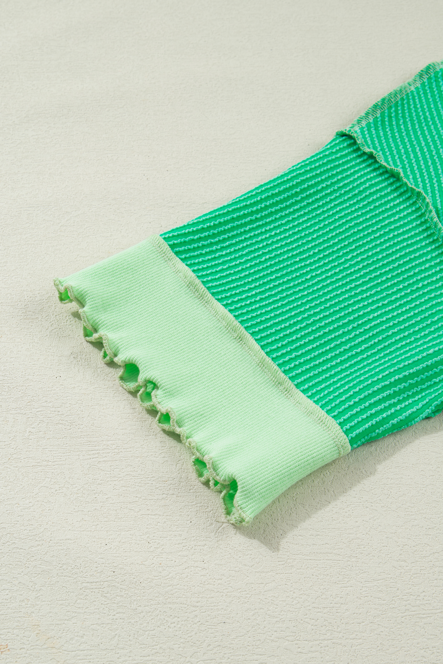 Mint Green Loose Uneven Hem Twist Ribbed T Shirt view 17