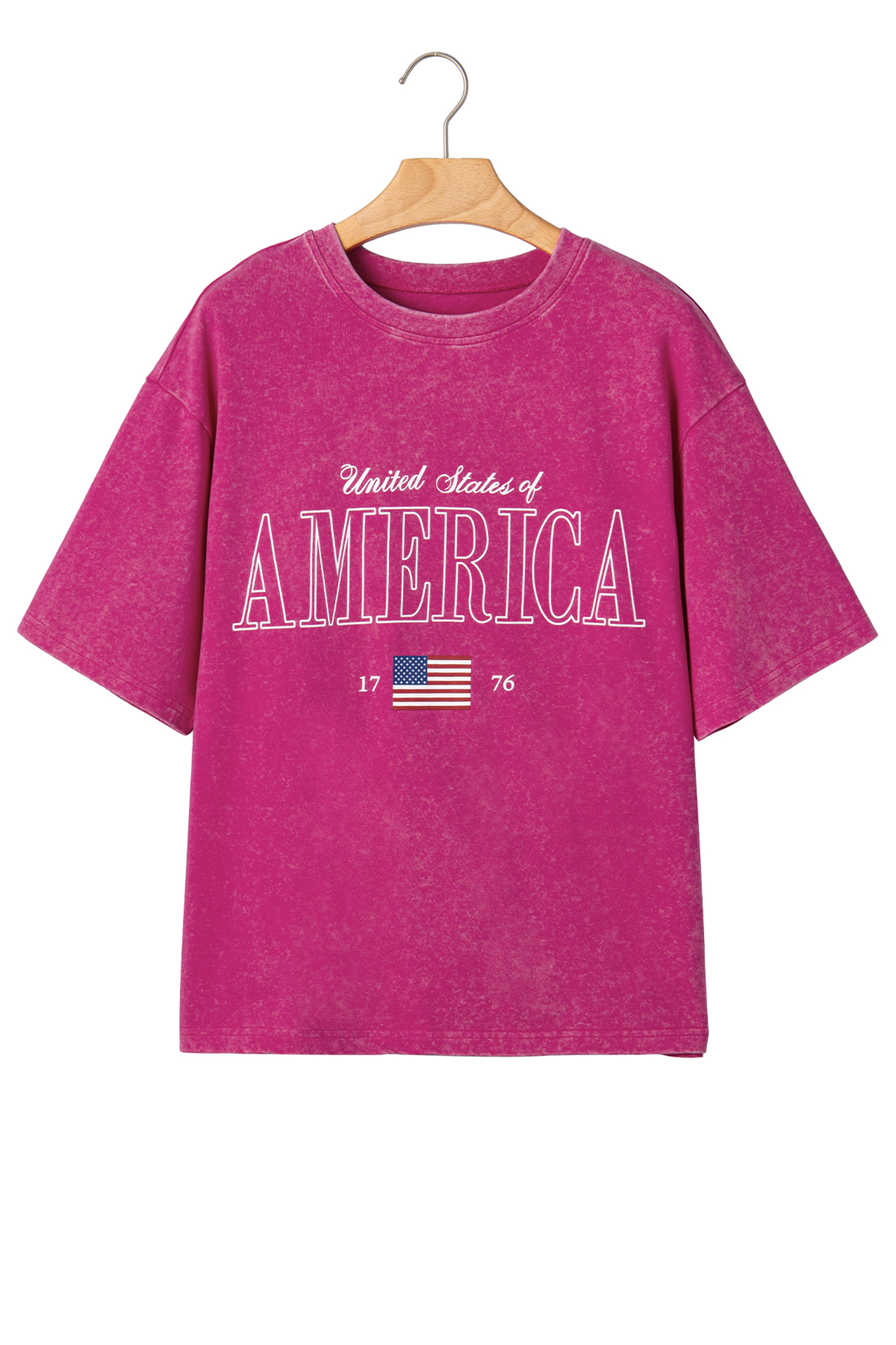 Rose Red AMERICA 1776 Graphic Mineral Wash Cotton Tee view 21