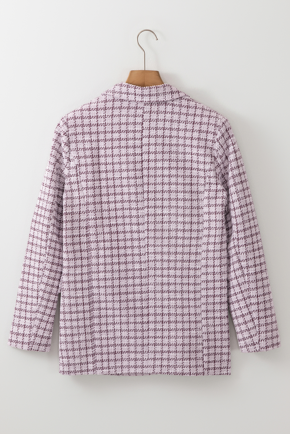 Burgundy Elegant Tweed Plaid Blazer view 10