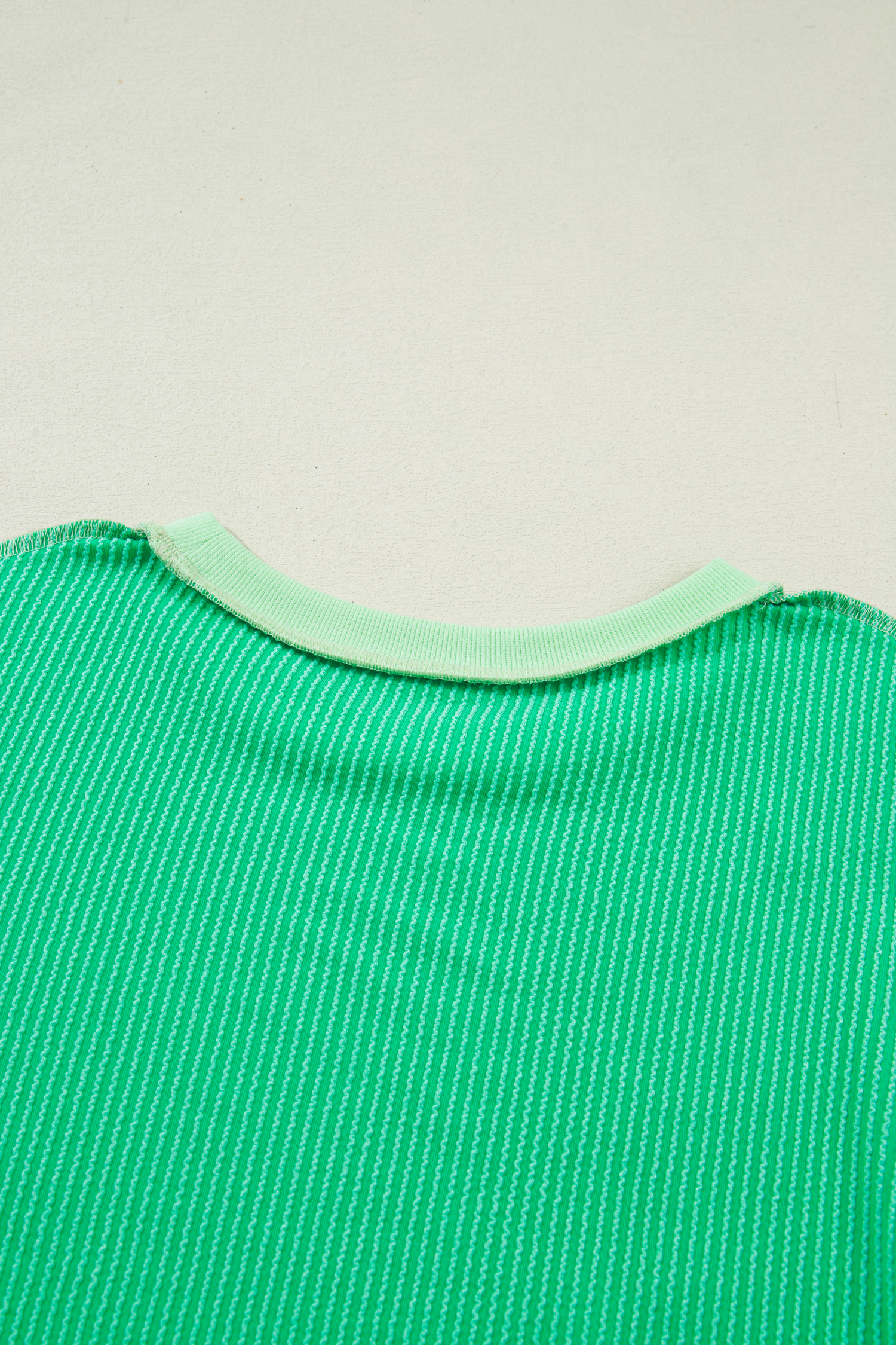 Mint Green Loose Uneven Hem Twist Ribbed T Shirt view 16