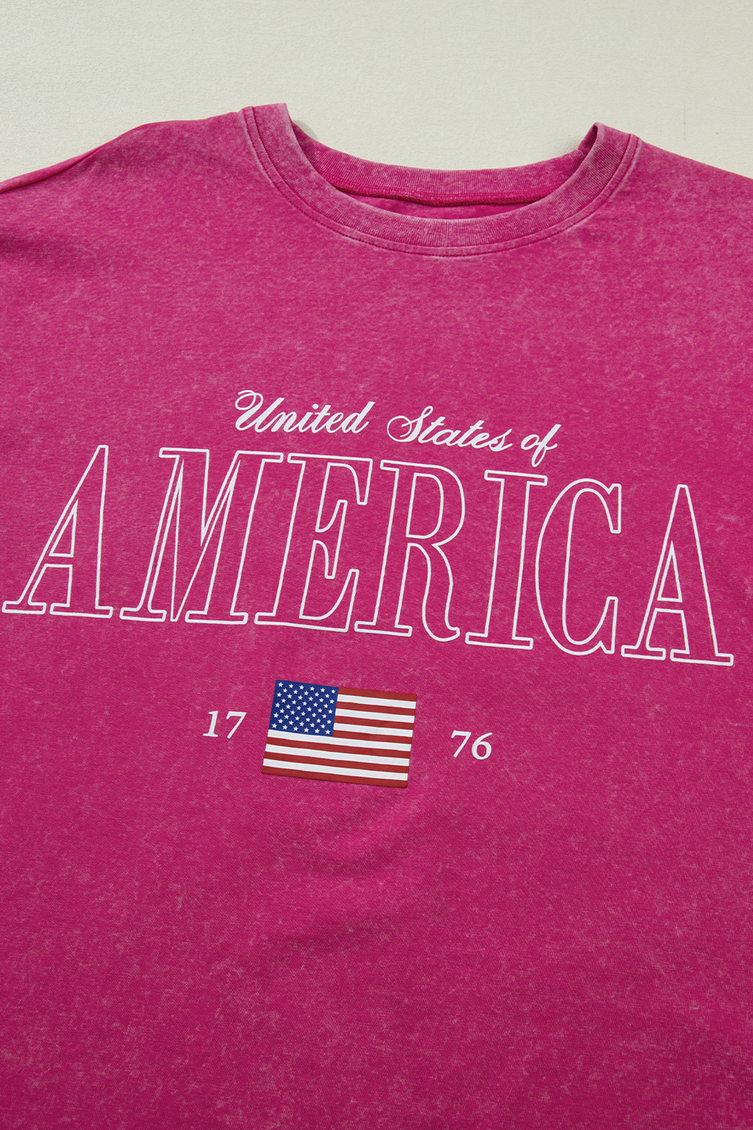 Rose Red AMERICA 1776 Graphic Mineral Wash Cotton Tee view 16