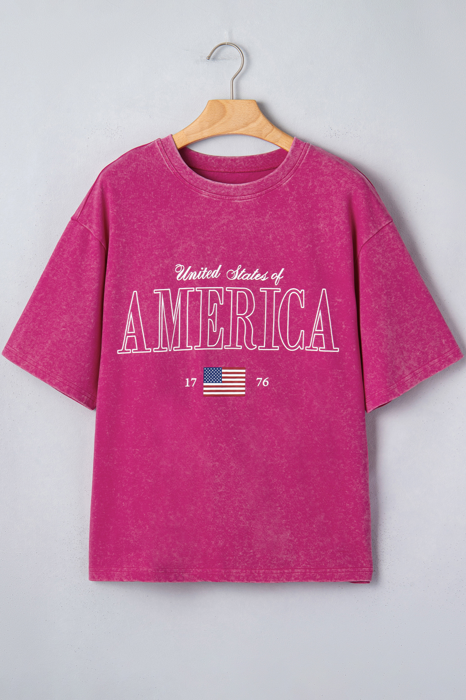 Rose Red AMERICA 1776 Graphic Mineral Wash Cotton Tee view 13