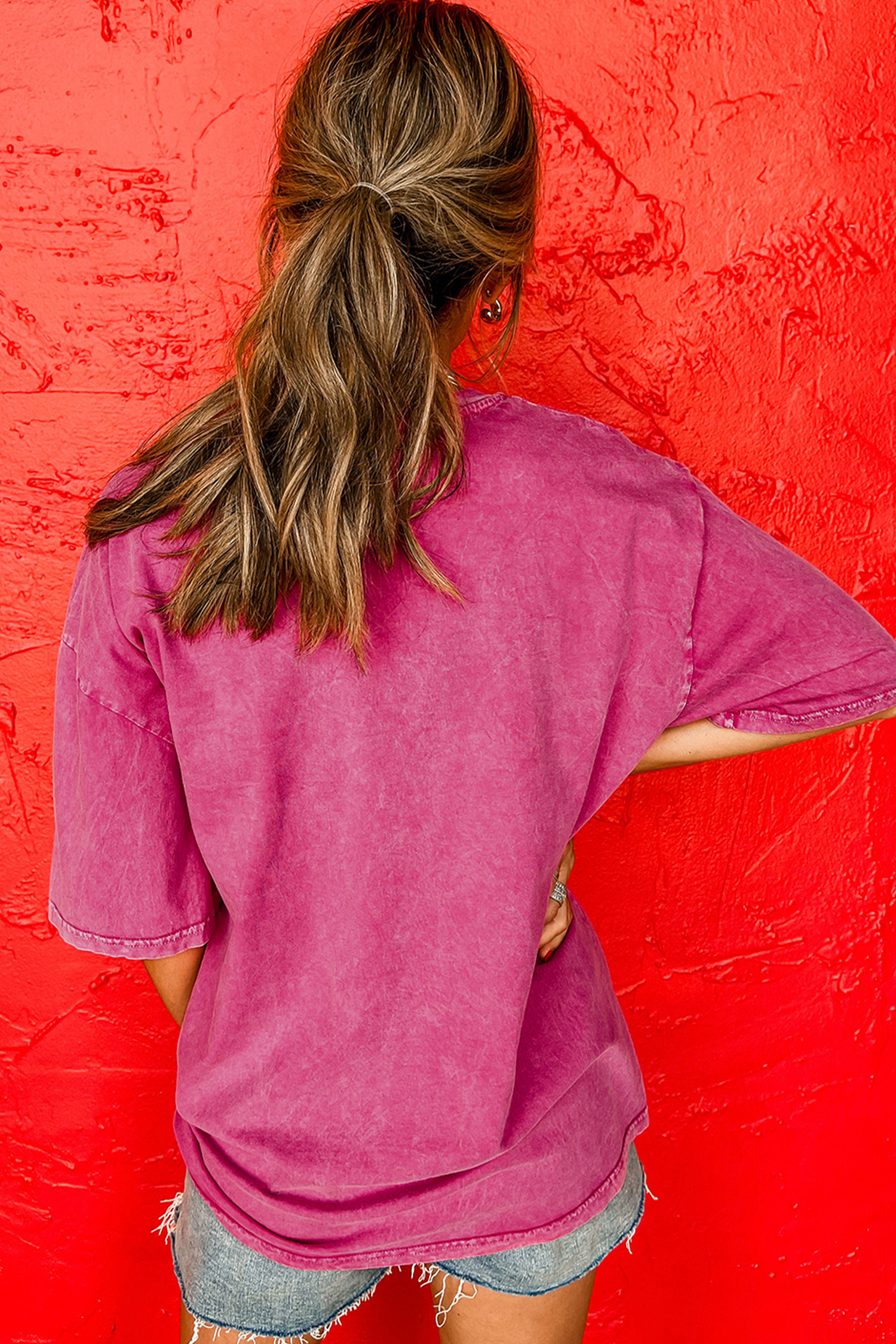 Rose Red AMERICA 1776 Graphic Mineral Wash Cotton Tee view 2
