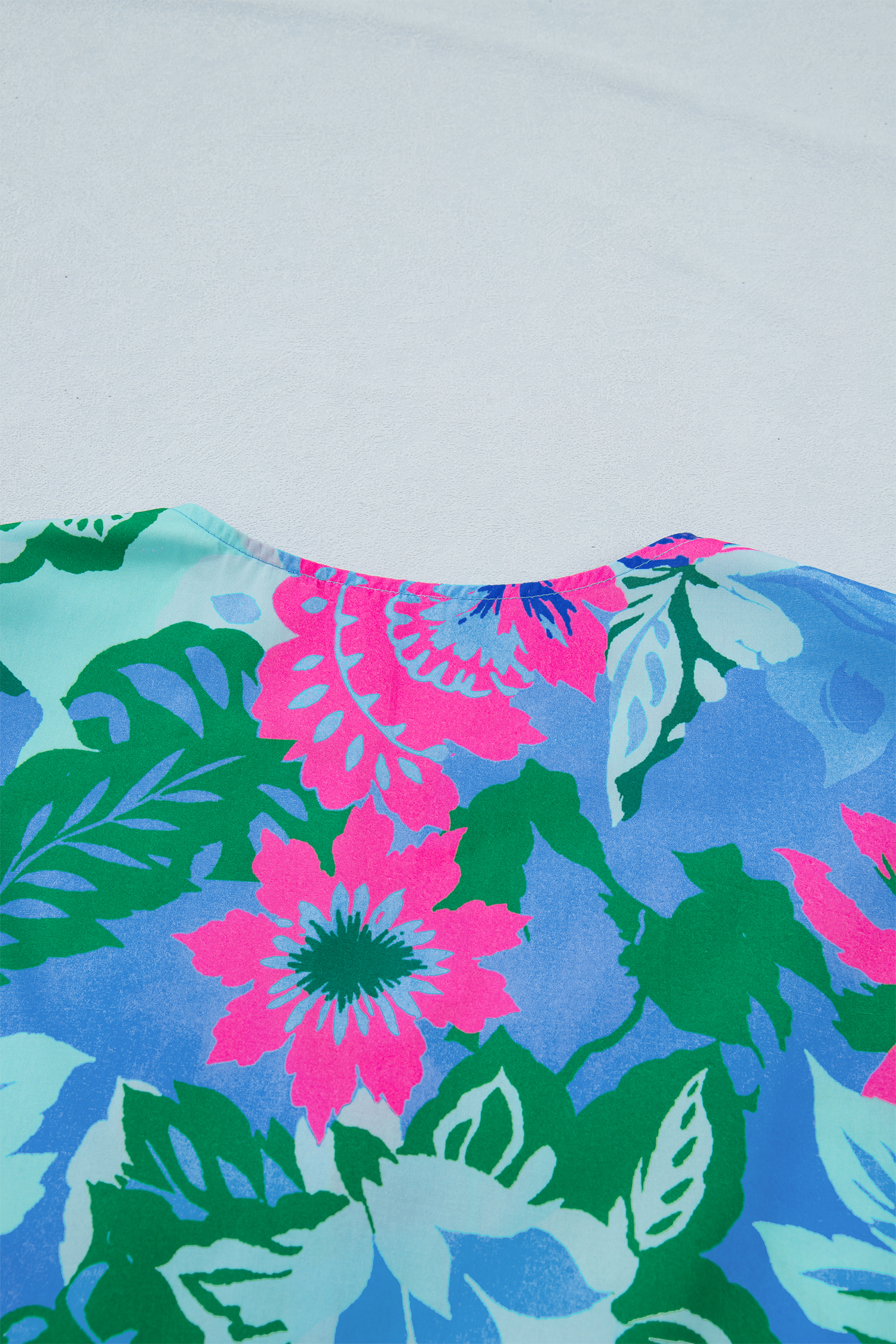Sky Blue Floral Print V Neck Half Sleeve Blouse view 17