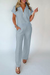 Beau Blue Half Zip Polo Tee Casual Pant Set