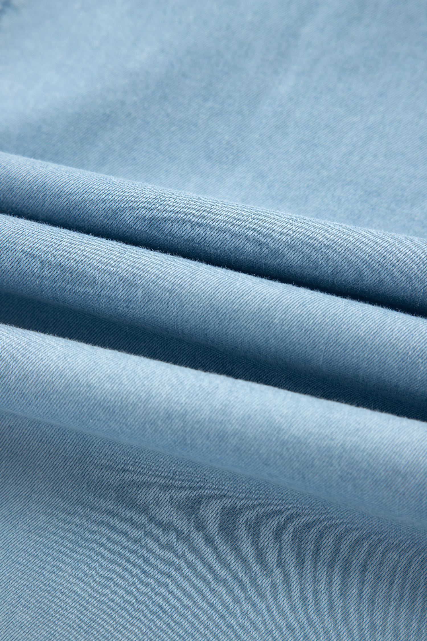 Beau Blue Full Buttons Collared Short Bubble Sleeve Long Denim Dress view 19