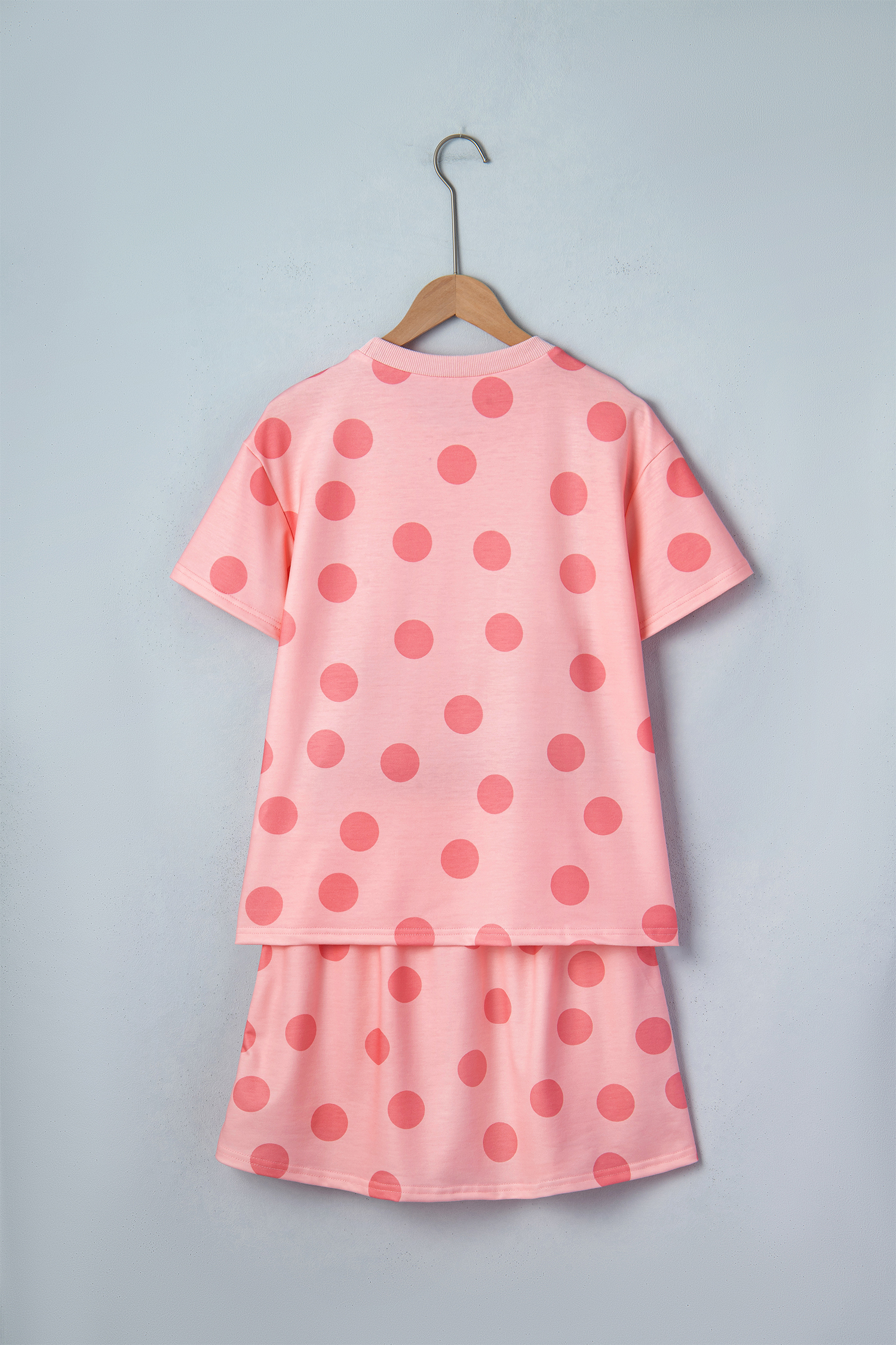 Pink Polka Dot Short Sleeve Top Casual Skort 2pcs Outfit view 10