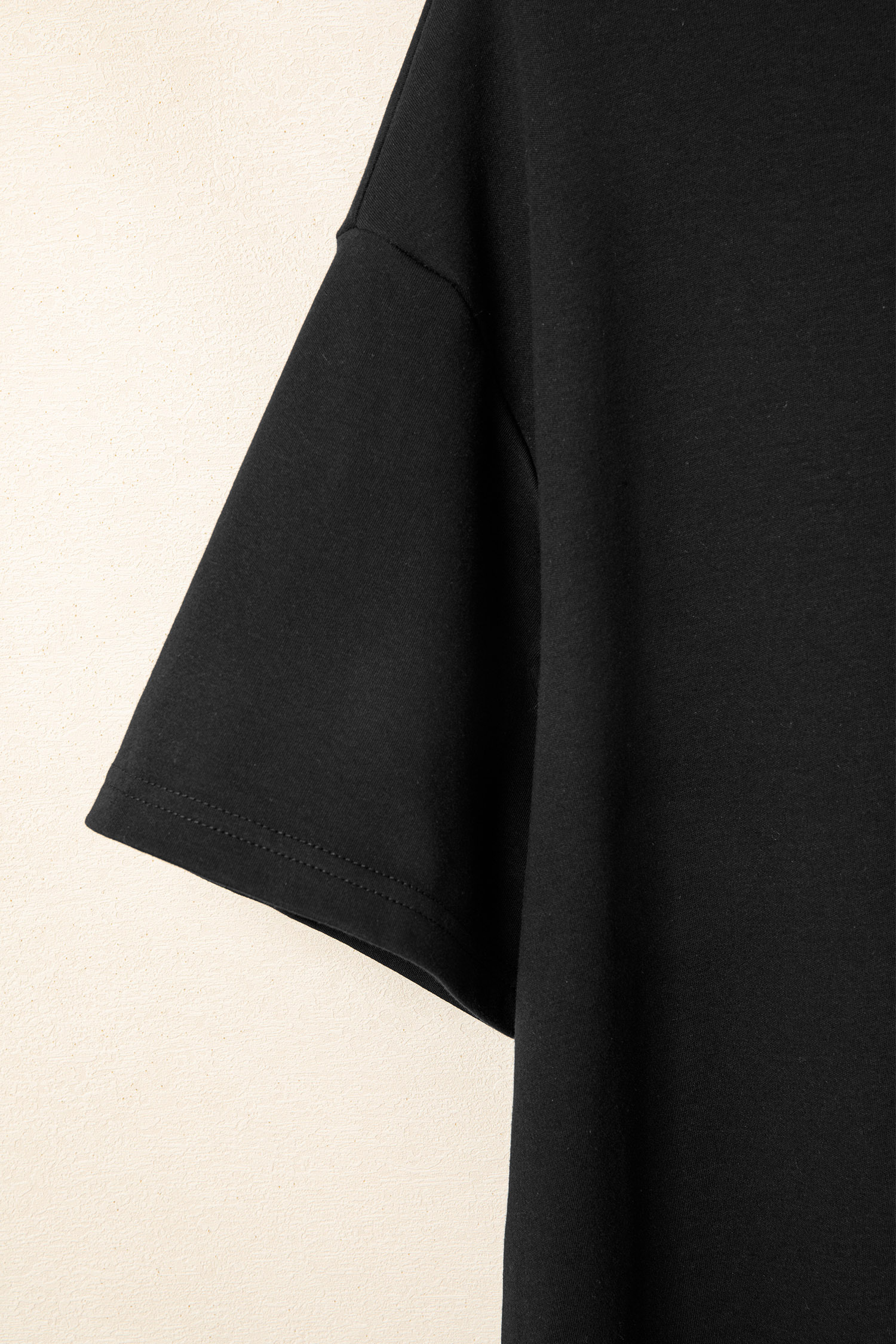 Black Solid Color High Neck Oversize Tee view 7
