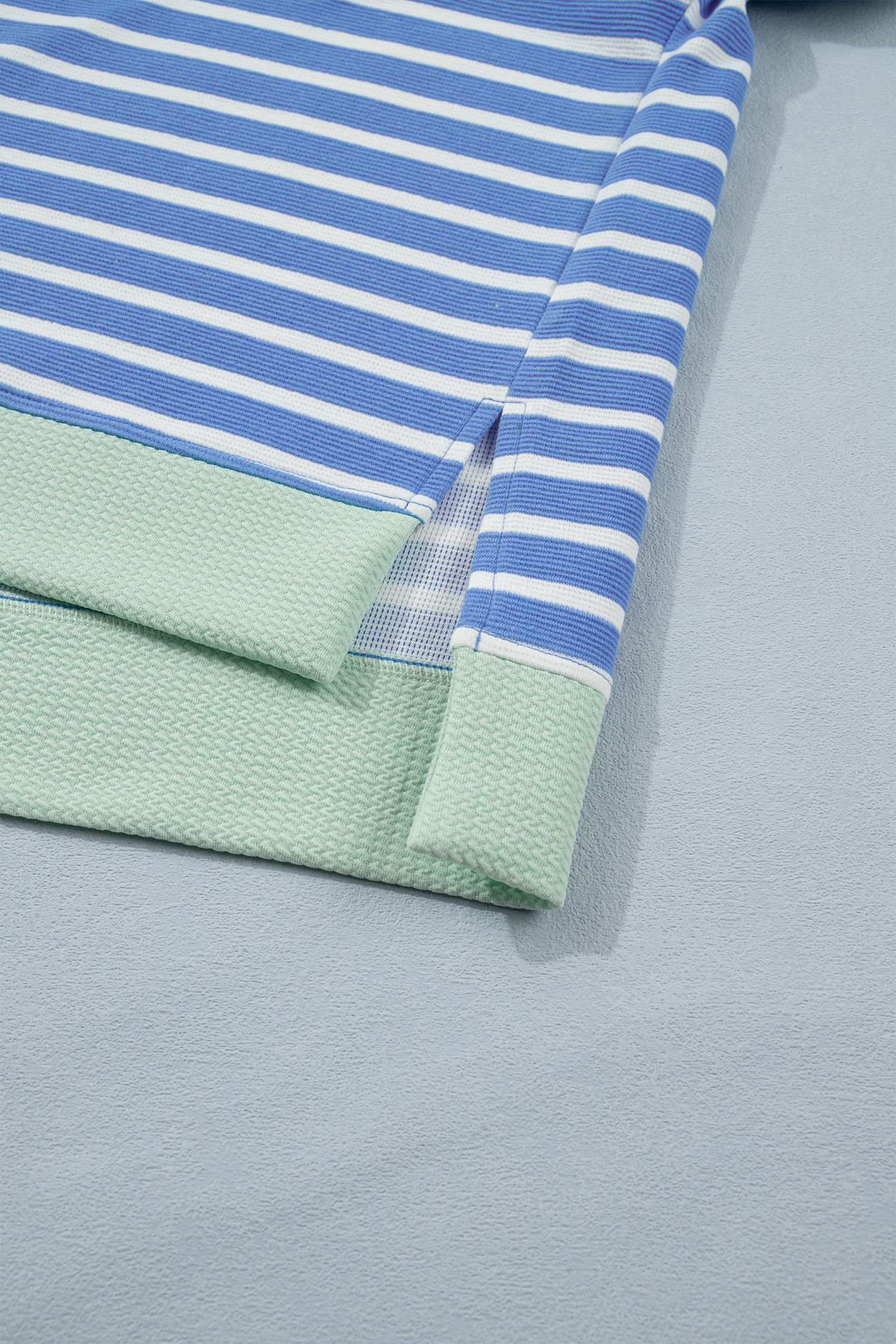 Sky Blue Stripe Contrast Trim Loose Short Sleeve Top view 18