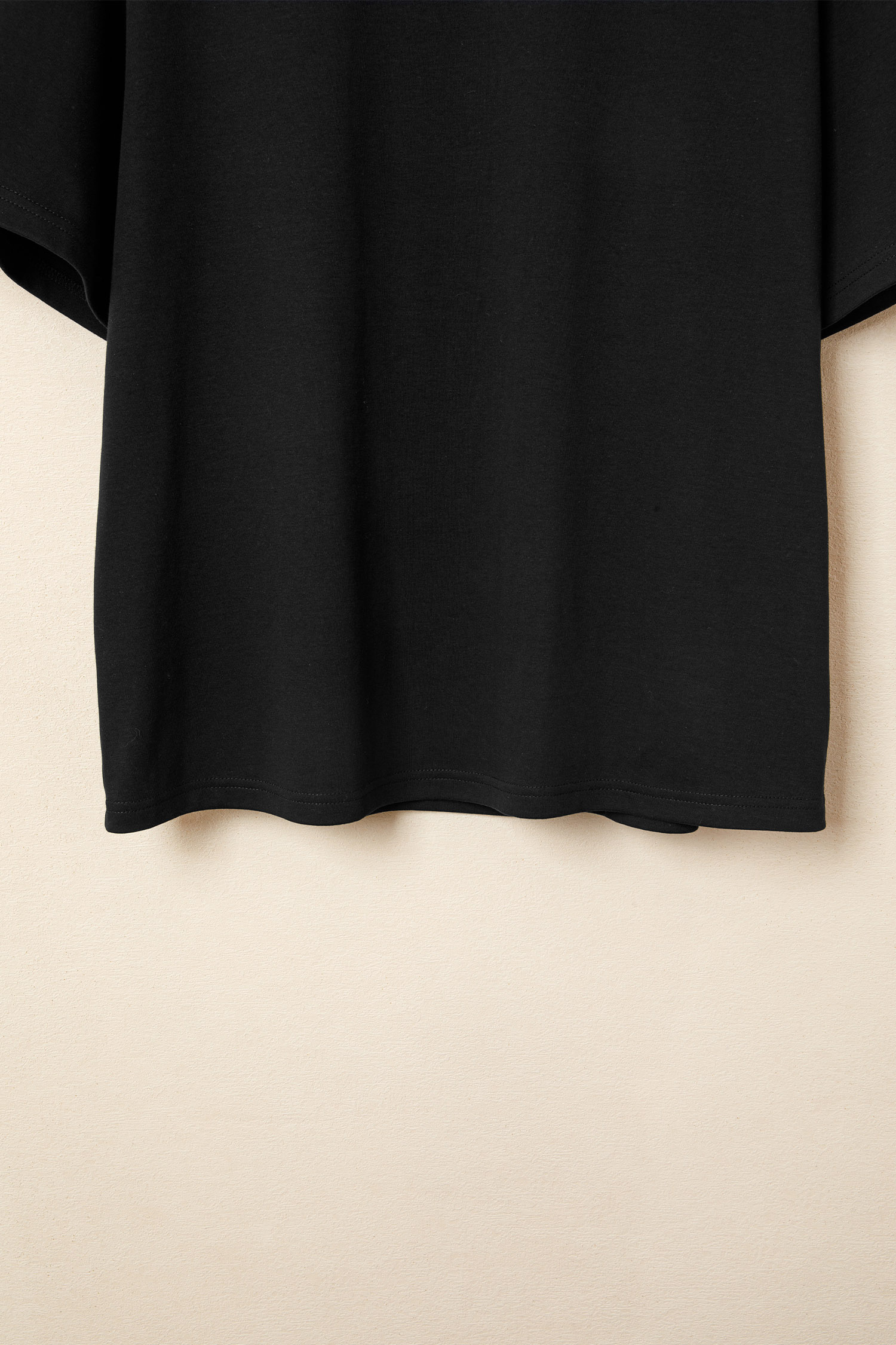 Black Solid Color High Neck Oversize Tee view 8