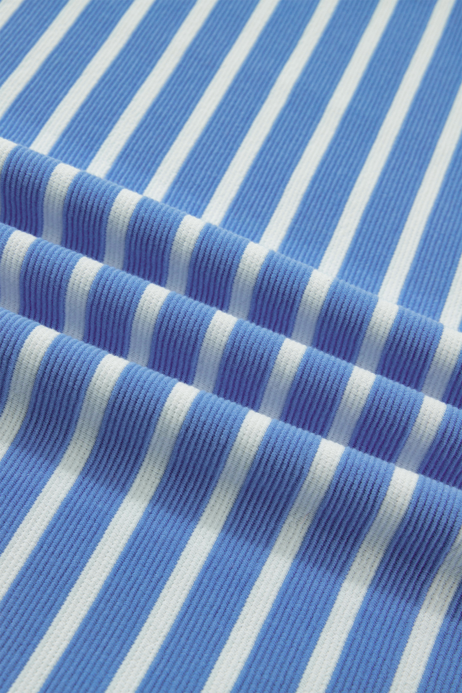 Sky Blue Stripe Contrast Trim Loose Short Sleeve Top view 17