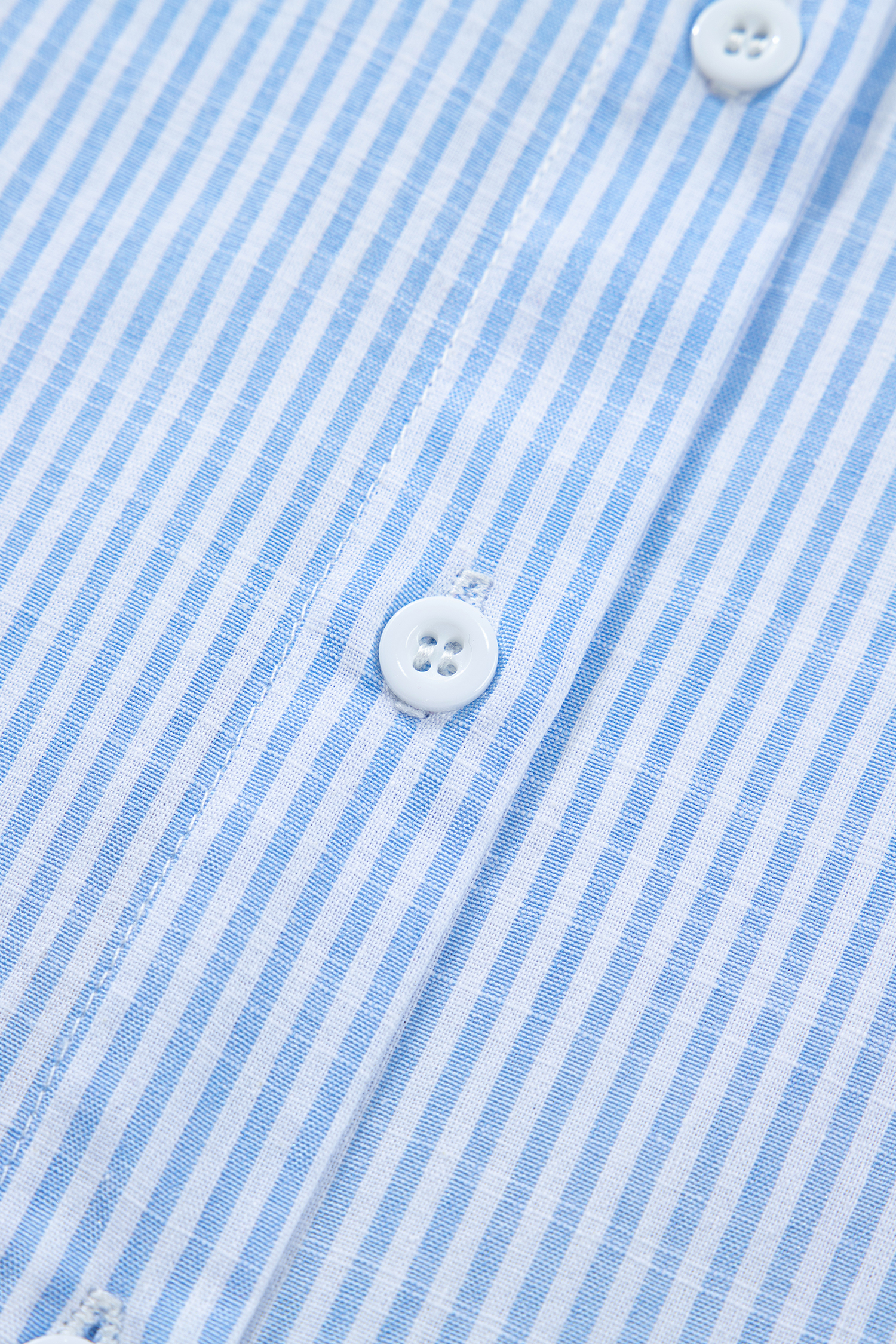 Sky Blue Stripe Leopard Contrast Collar Short Sleeve Shirt