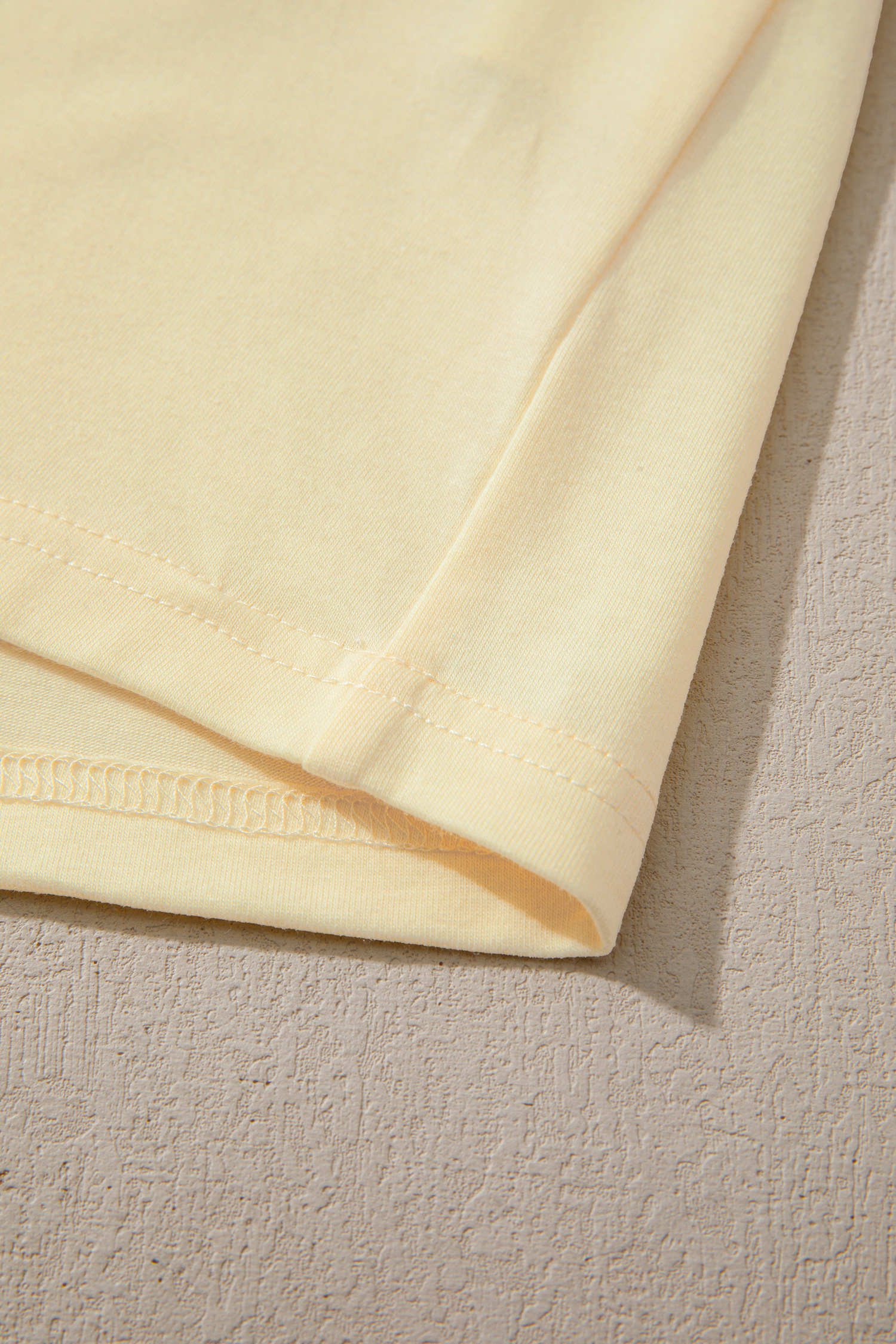 Yellow Cream Casual Plain Crew Neck Tee view 11