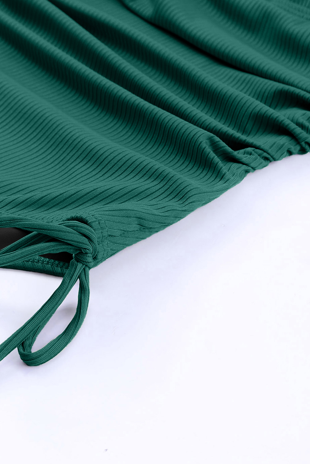 Green Adjustable Straps Ribbed Knit One Piece Swimsuit view 21