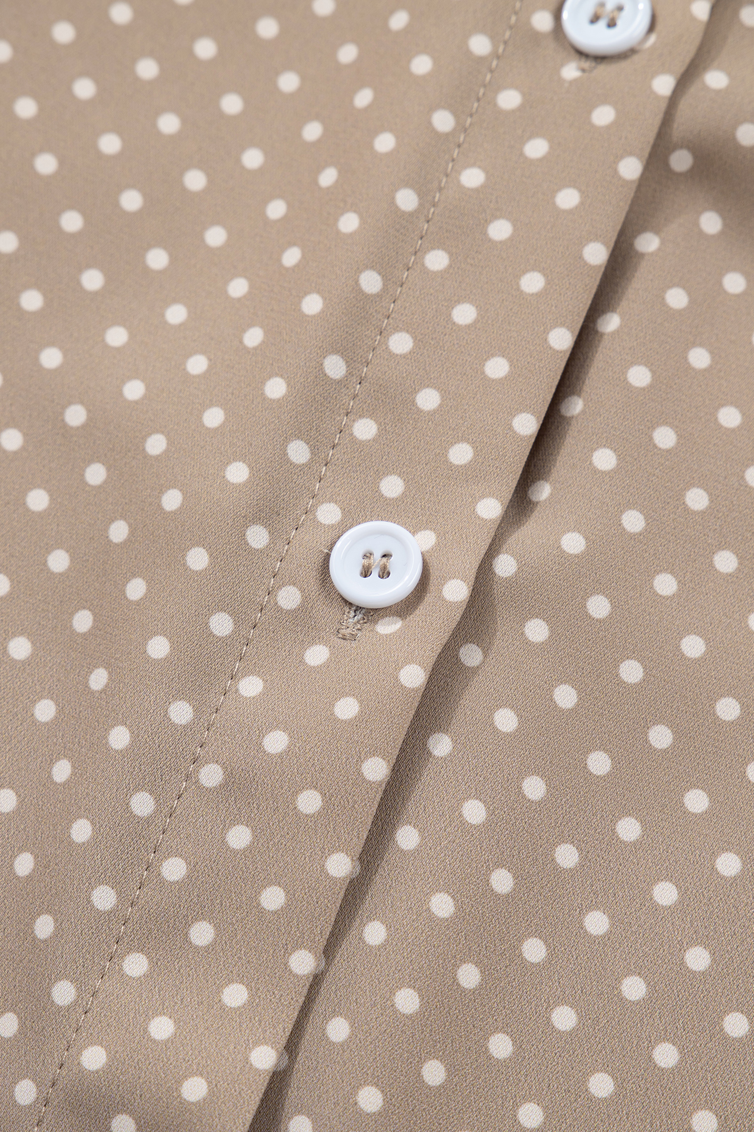 Khaki Dotted Print Cuffed Short Sleeve Shirt