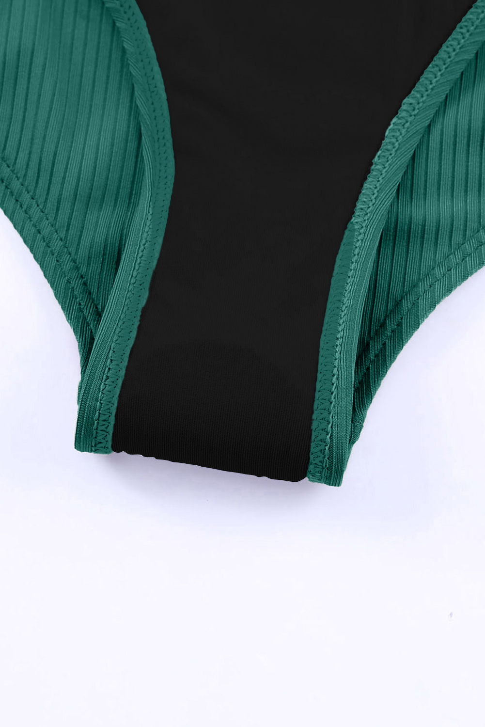 Green Adjustable Straps Ribbed Knit One Piece Swimsuit view 19