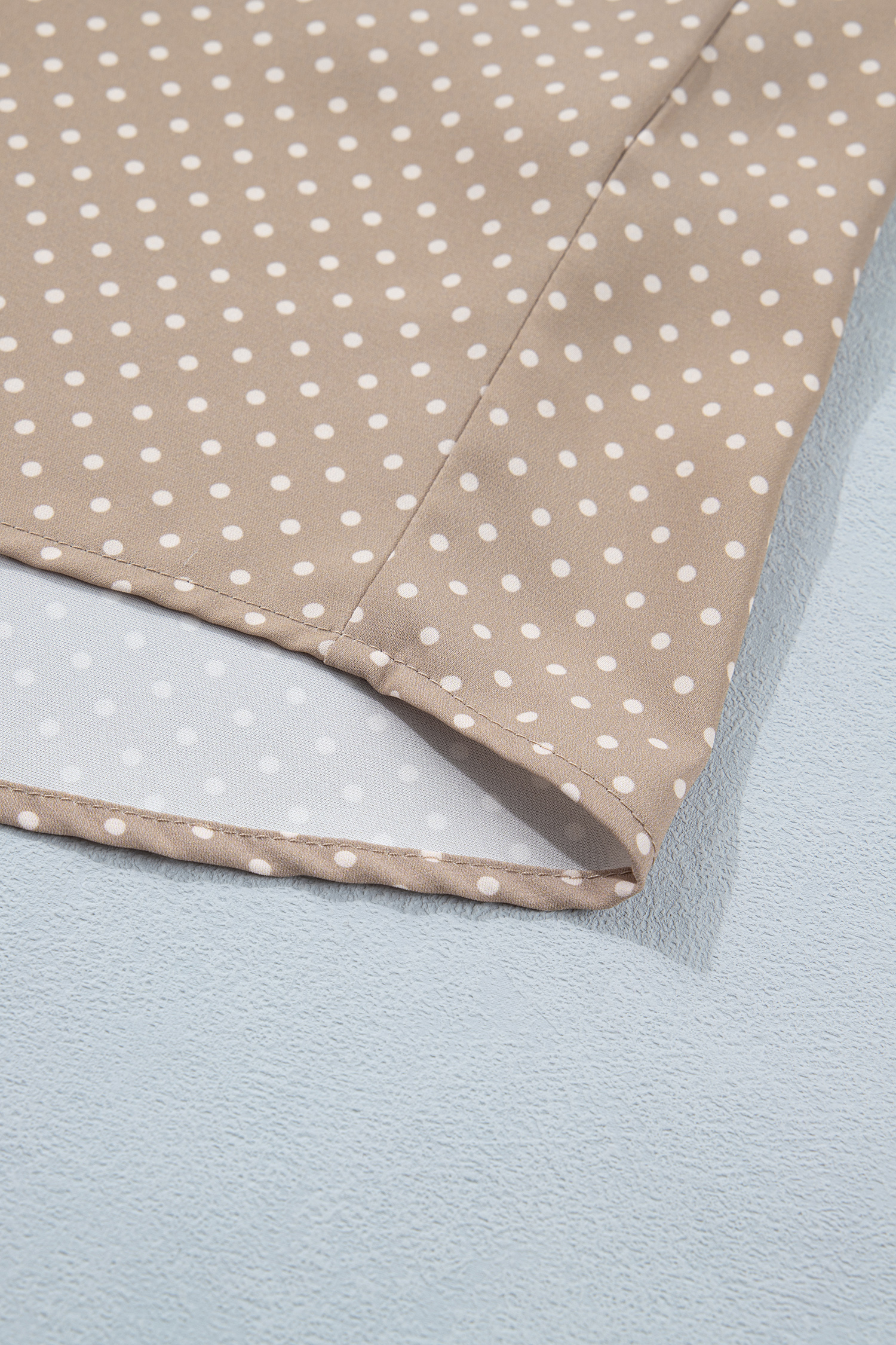 Khaki Dotted Print Cuffed Short Sleeve Shirt