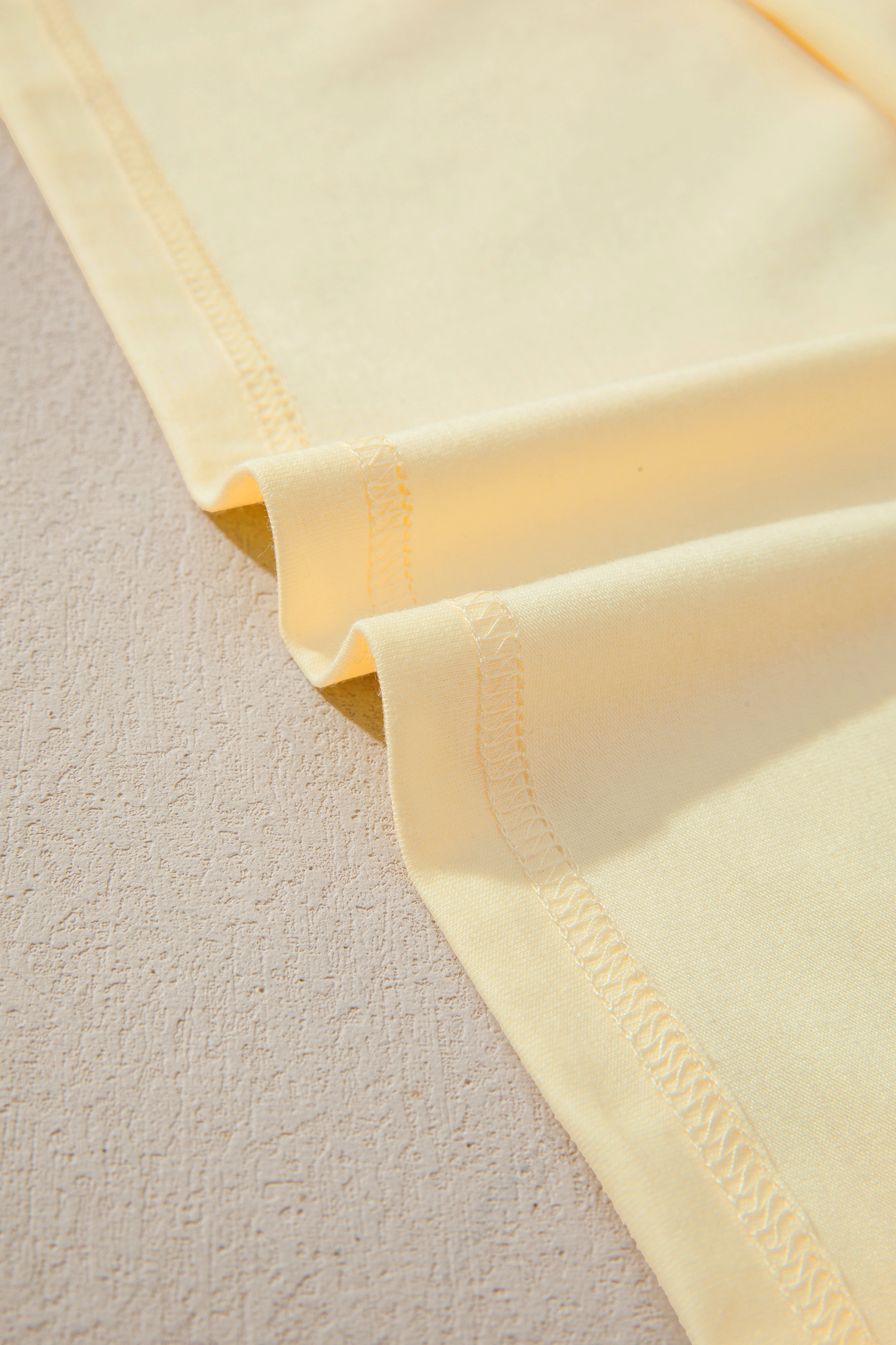 Yellow Cream Casual Plain Crew Neck Tee view 13