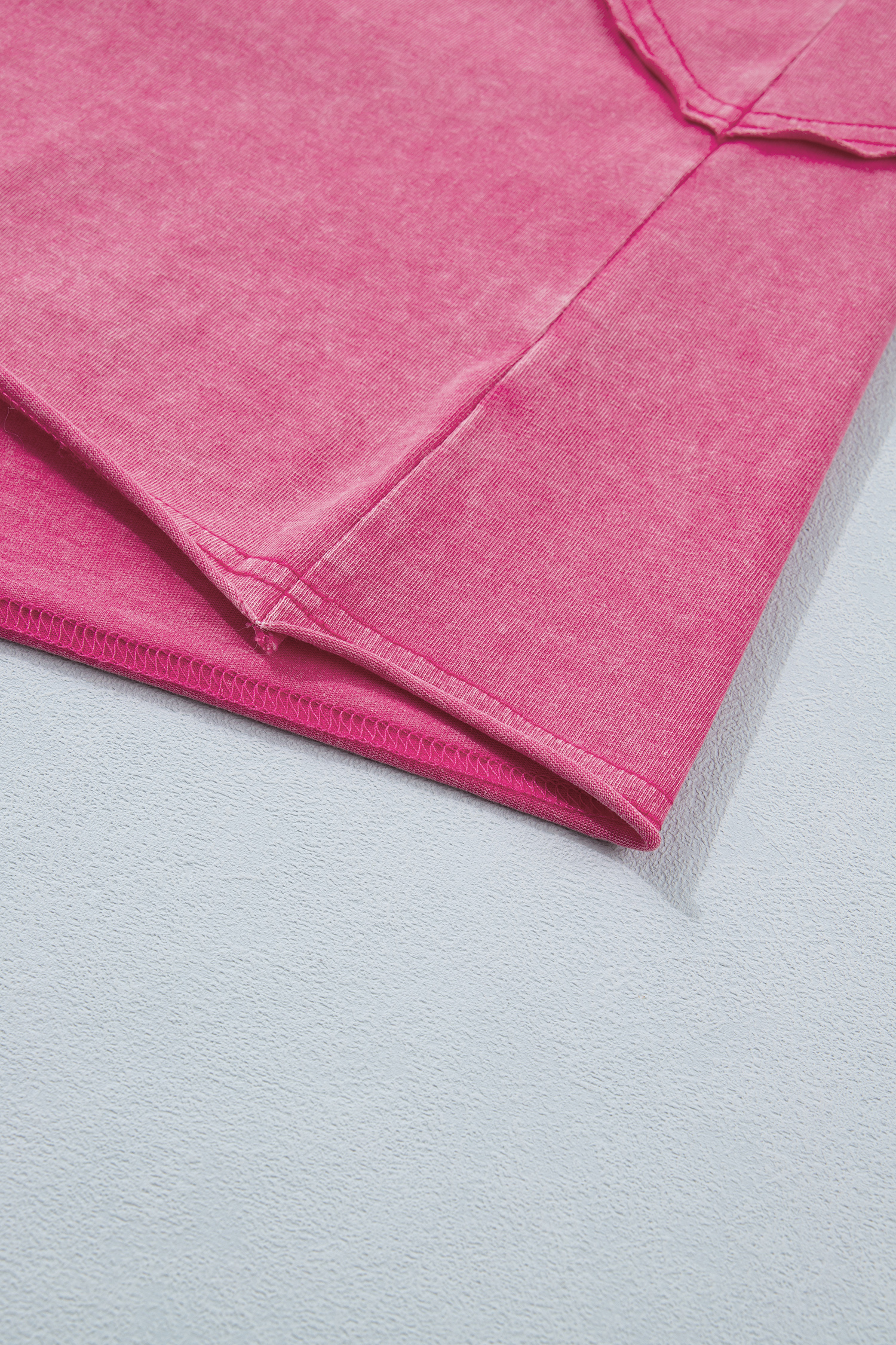 Pink Mineral Wash Raw Seam Detail Lace Trim Cap Sleeve Top