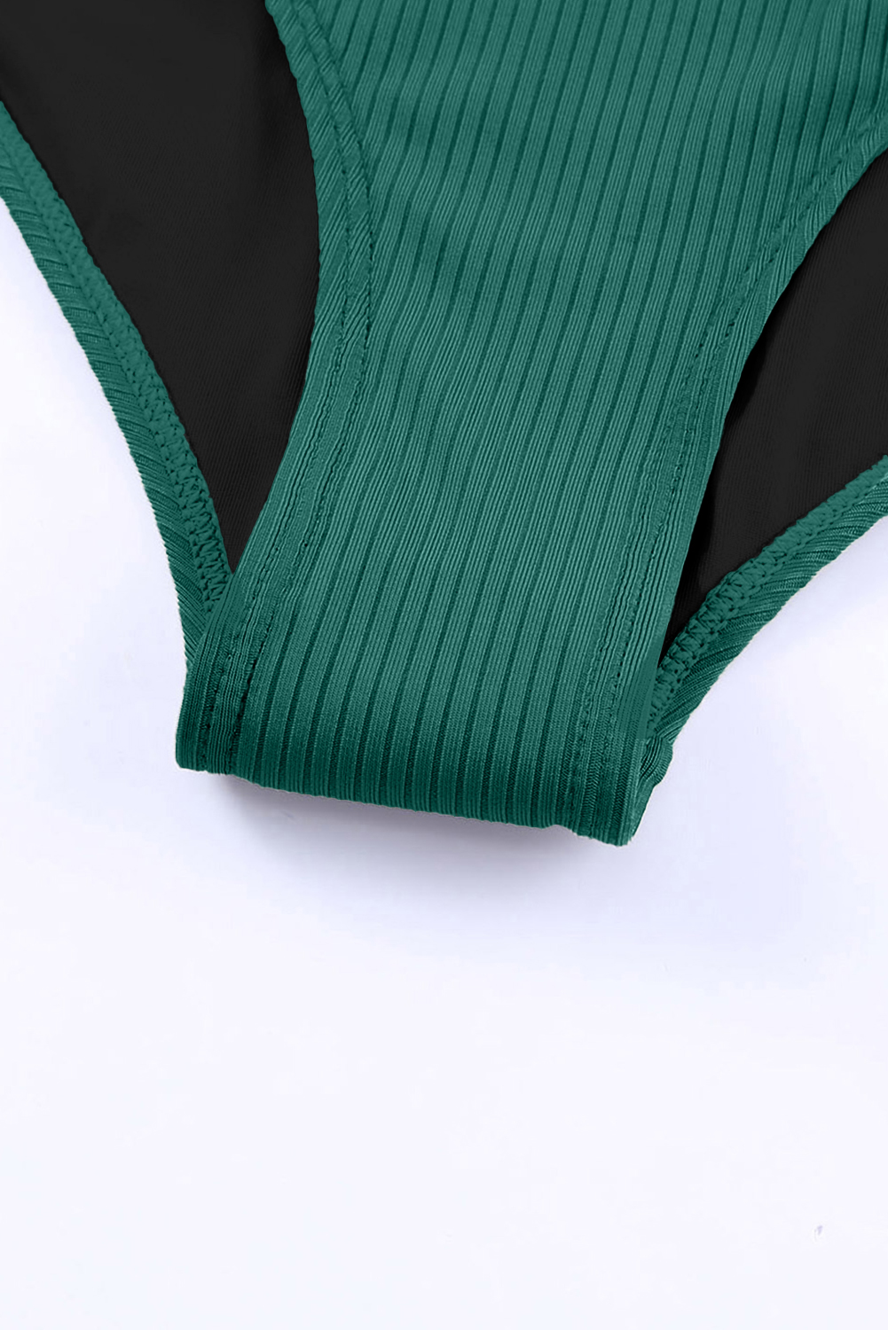 Green Adjustable Straps Ribbed Knit One Piece Swimsuit view 16