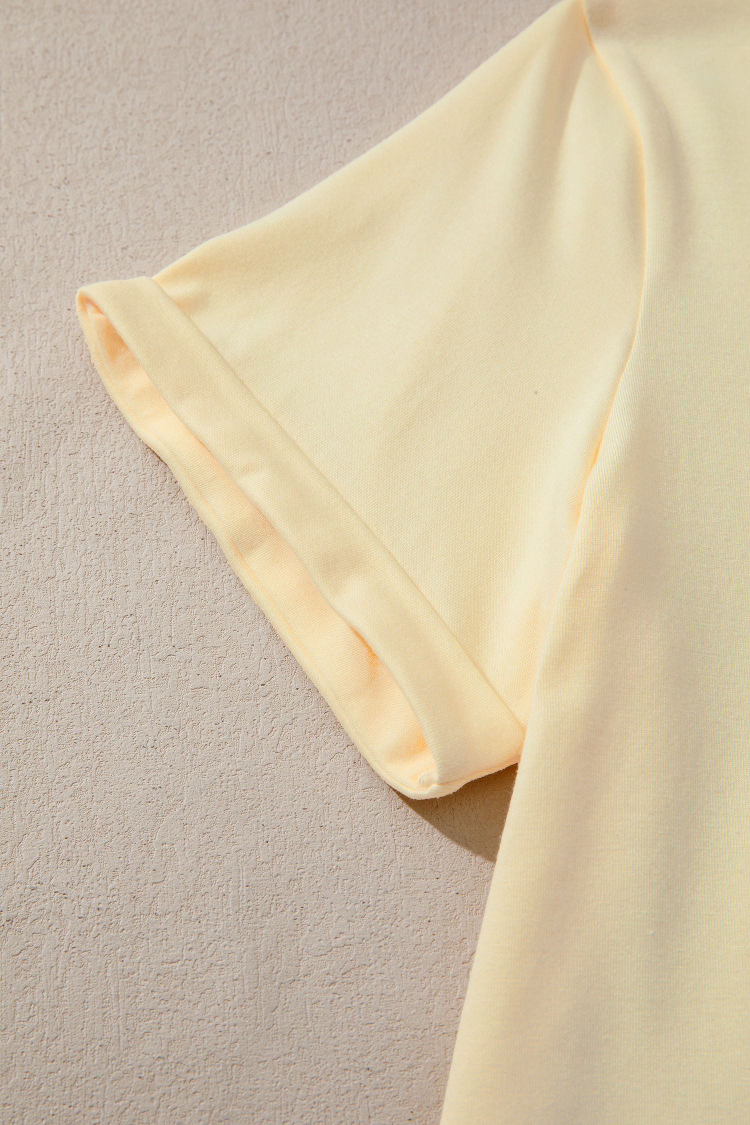 Yellow Cream Casual Plain Crew Neck Tee view 10