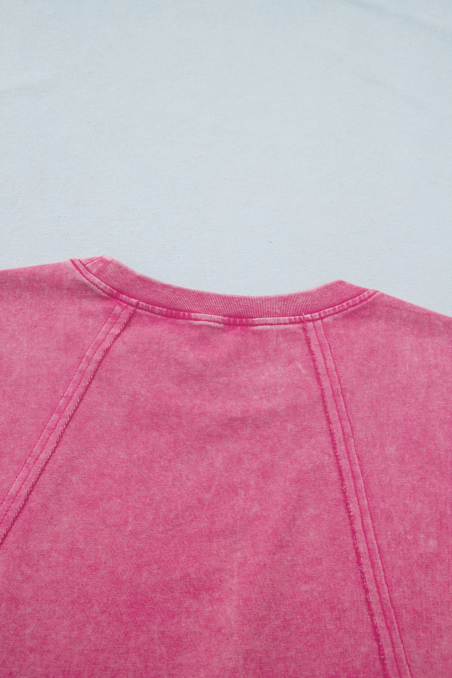 Pink Mineral Wash Raw Seam Detail Lace Trim Cap Sleeve Top