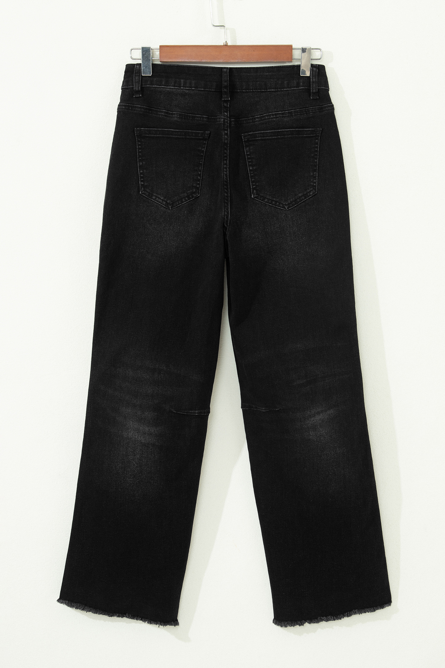 Black Frayed Cropped Barrel Jeans view 5