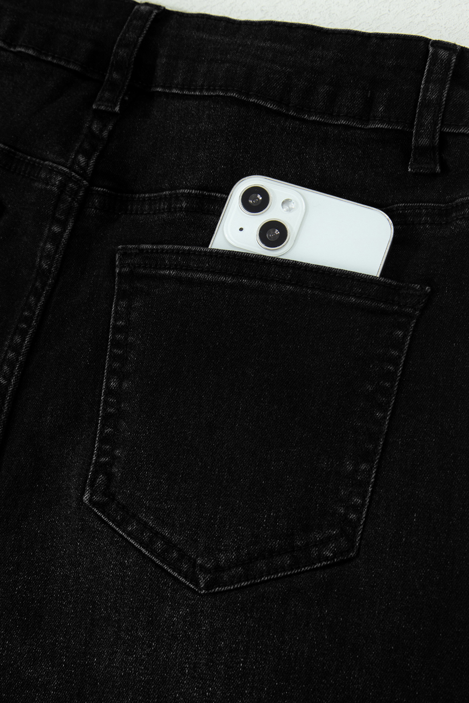 Black Frayed Cropped Barrel Jeans view 14