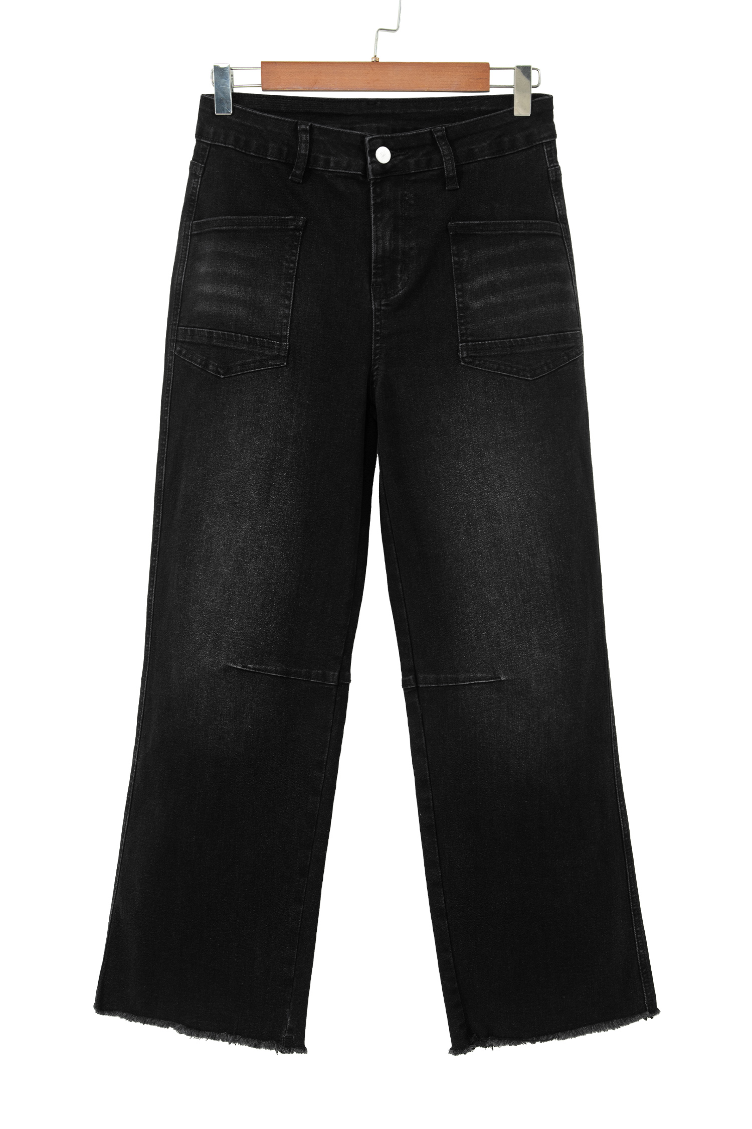 Black Frayed Cropped Barrel Jeans view 17