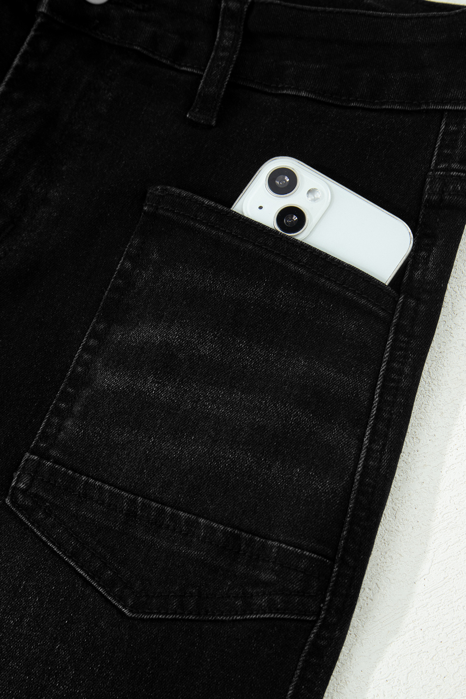 Black Frayed Cropped Barrel Jeans view 10